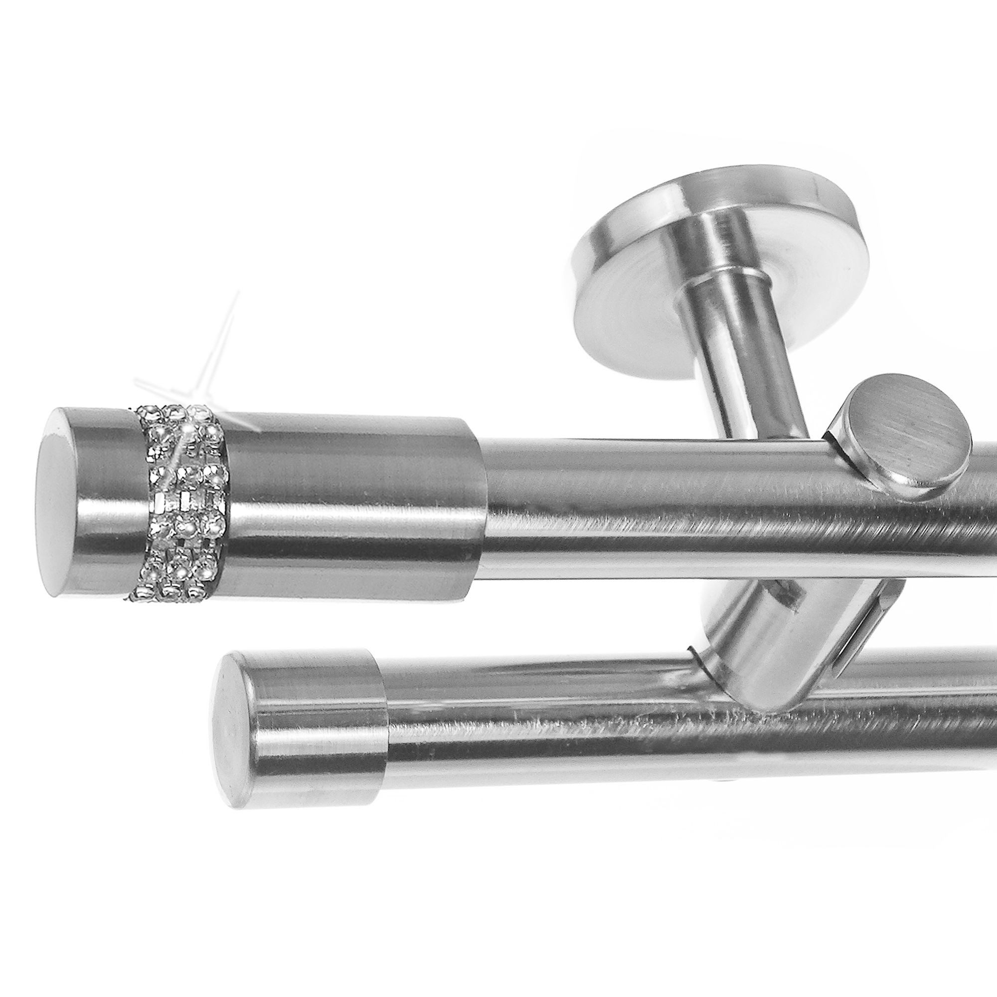 BASIT Gardinenstange Edelstahloptik 20mm mit Wandträgern 120 cm E38, Ø 20 m günstig online kaufen