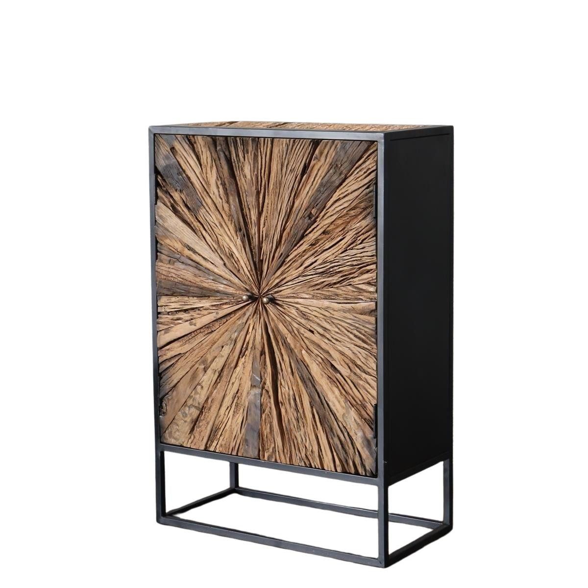 baario Highboard Highboard MERID Altholz, Metall & recyceltes Altholz Stern Design Sonne Handarbeit