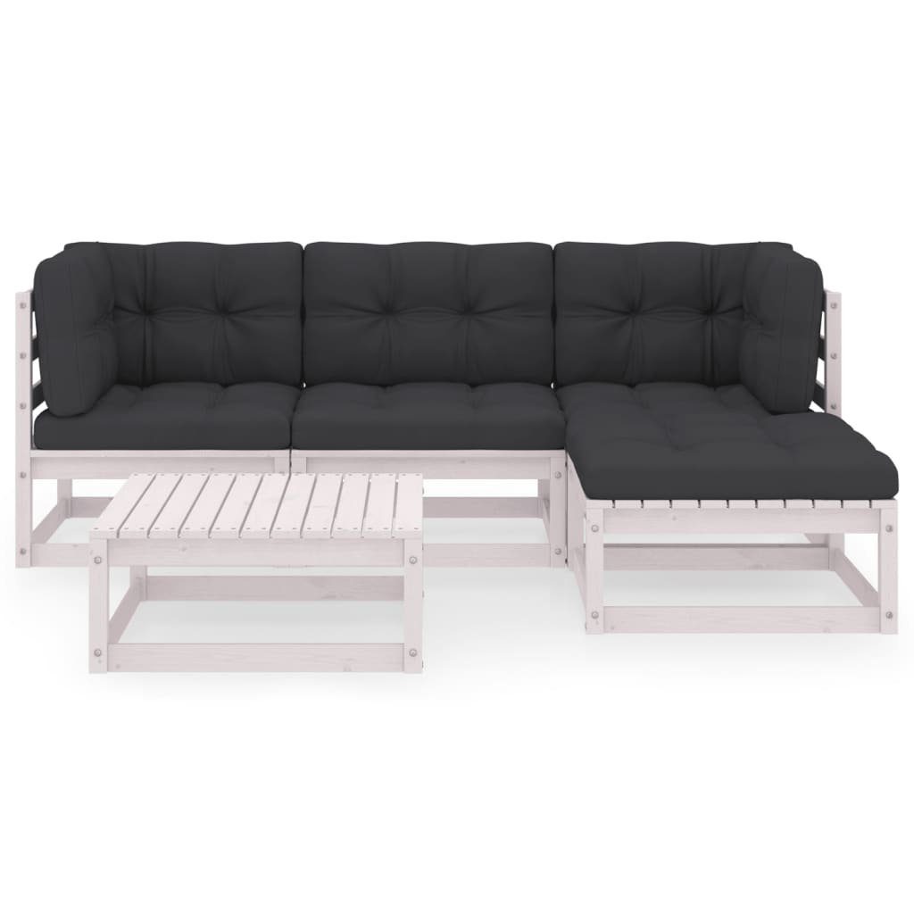 Massivholz, vidaXL mit Kissen Garten-Lounge-Set Gartenlounge-Set (1-tlg) Kiefer 5-tlg.