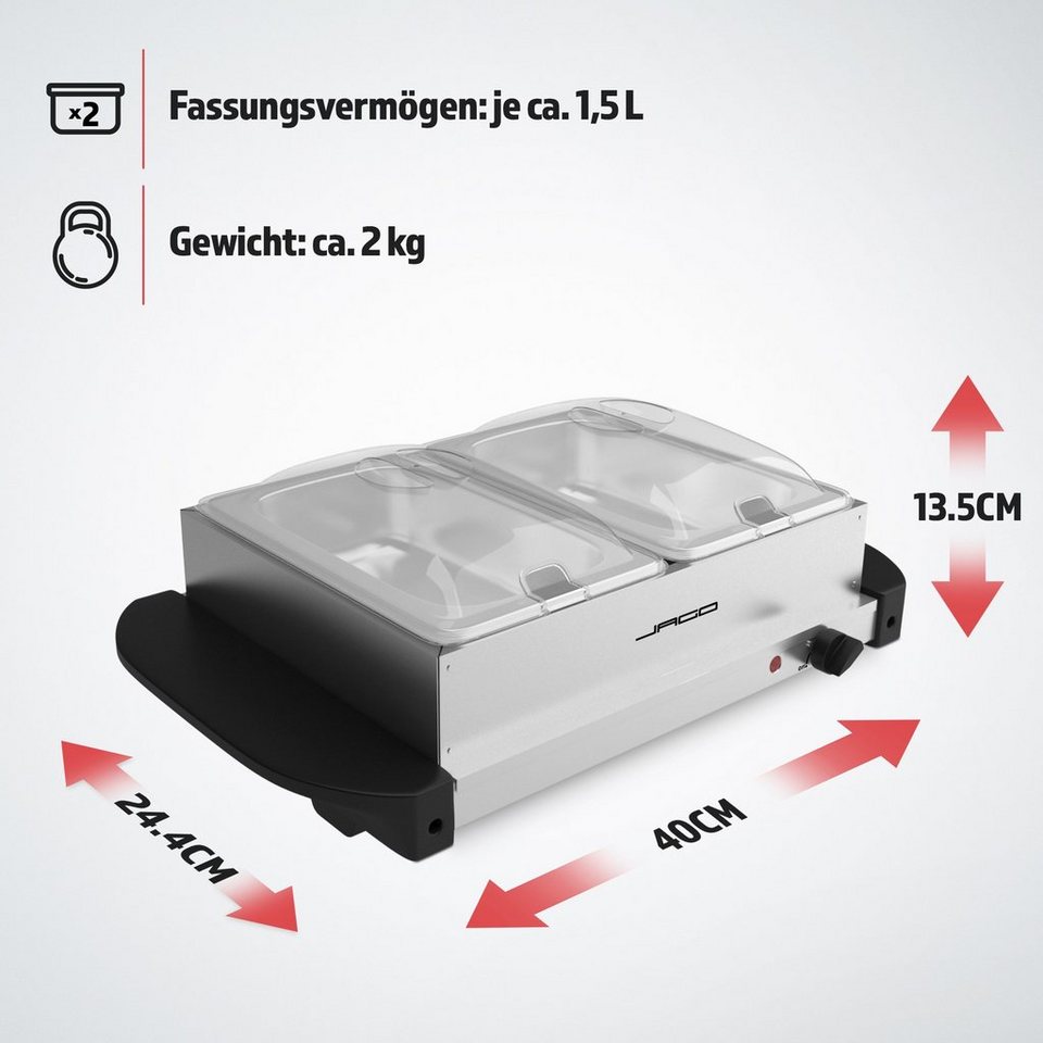 Jago Warmhalteplatten-Zwischenmodul Buffetwärmer - elektrisch, Setwahl,  Temperaturregler, Edelstahl