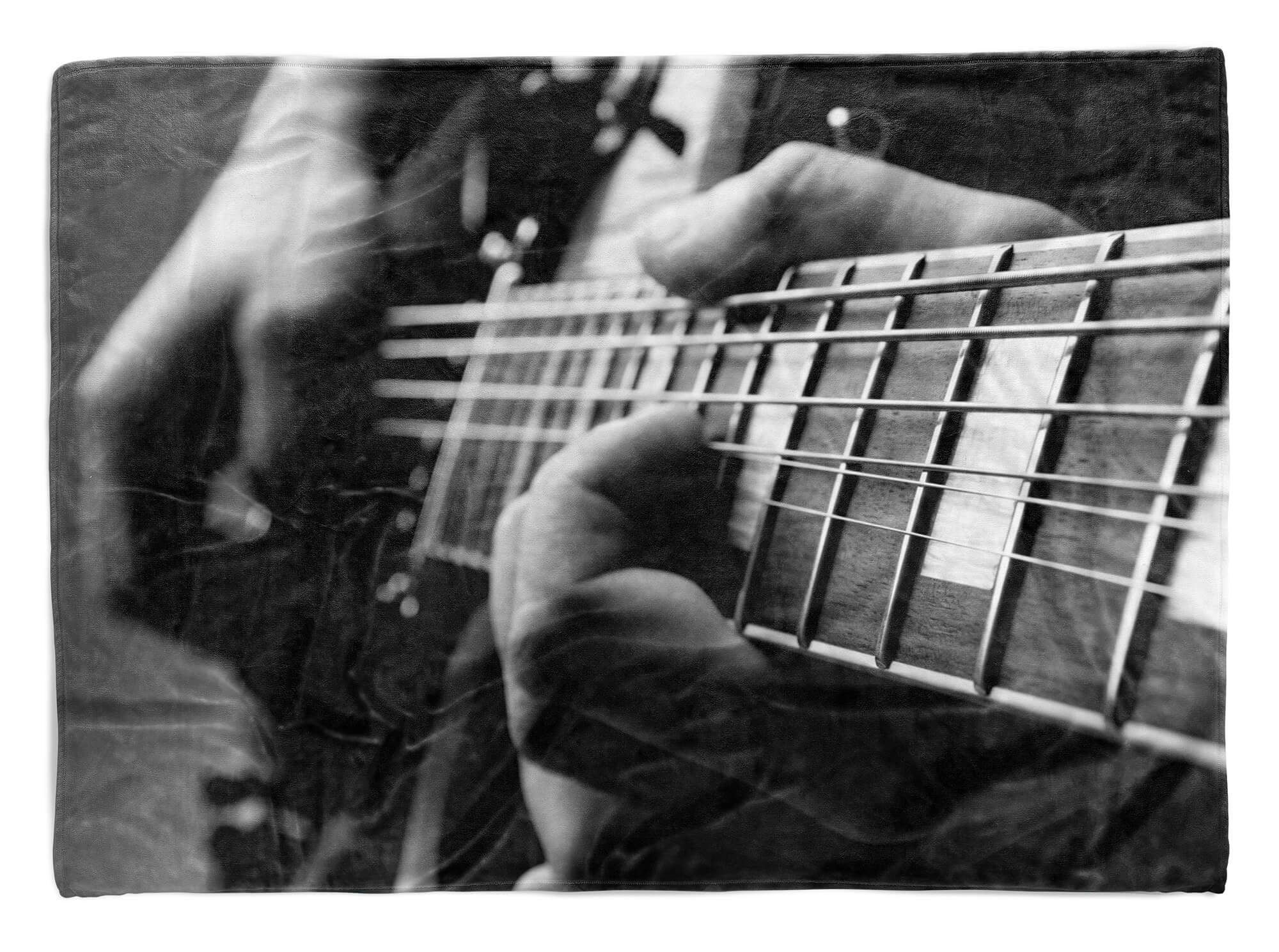 Sinus Art Handtücher Handtuch Strandhandtuch Saunatuch Kuscheldecke mit Fotomotiv Gitarre Gitarrist, Baumwolle-Polyester-Mix (1-St), Handtuch