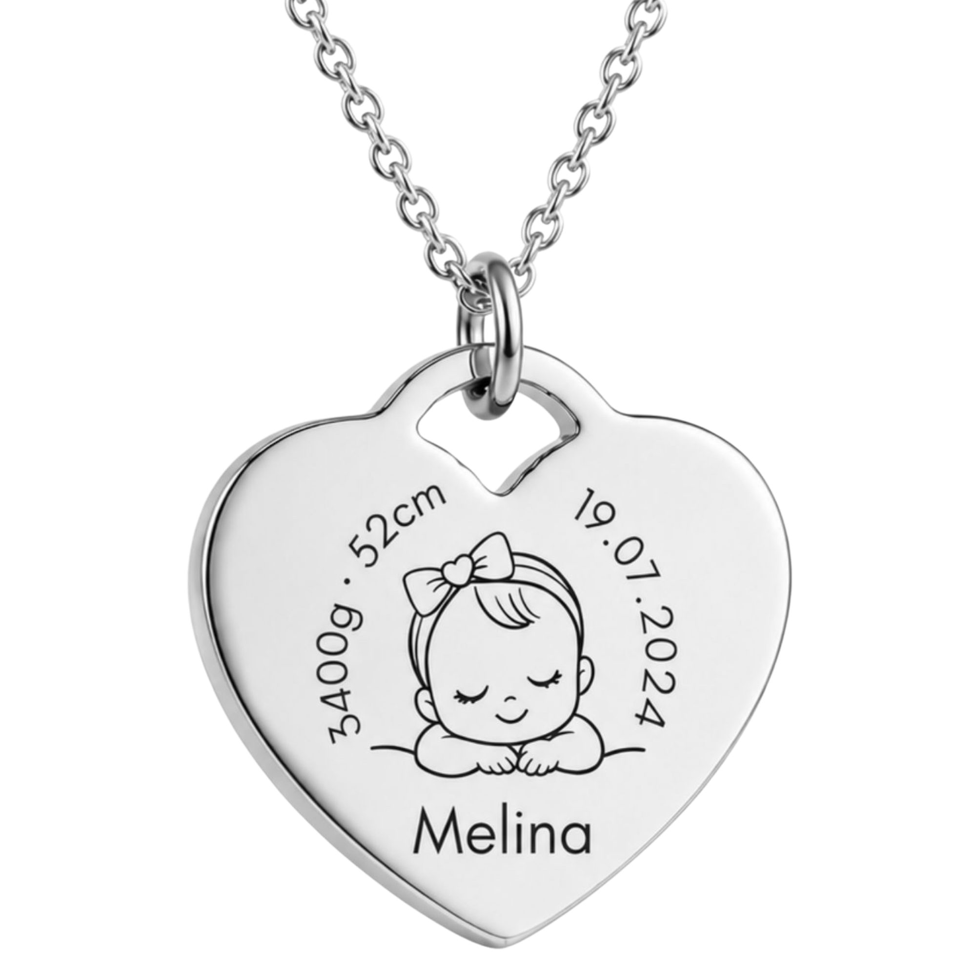 Kette mit Anhänger mit Gravur Personalisierte Halskette Geburtskette Herzkette Mutter-Kind