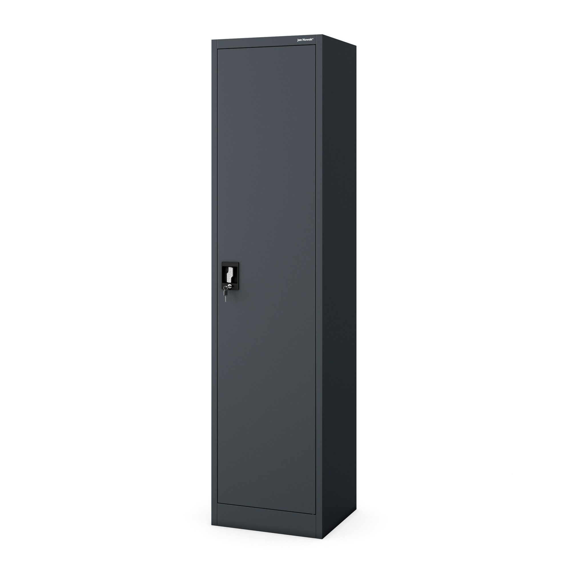 Jan Nowak Aktenschrank Metall Büroschrank abschließbar 45 cm ALEX 4 Böden Stahl schmal (Aktenschrank Ordnerschrank Büro Kanzlei Praxis platzsparend, Stahl 0,6 mm 185 x 45 x 40 cm Wandmontage 2 Schlüssel robust) Schloss langlebig pulverbeschichtet 13 Farben