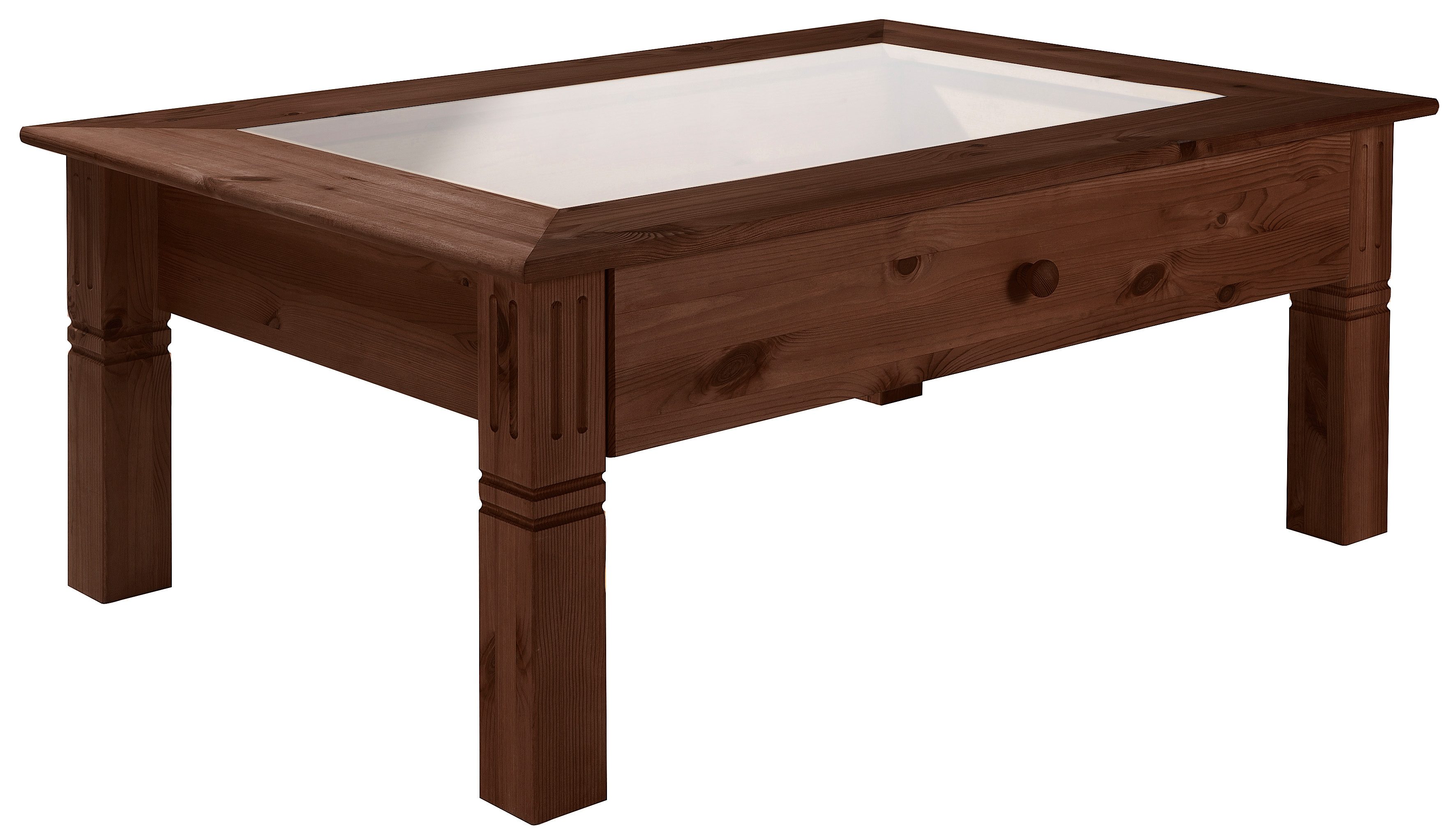 Couchtisch mit Glaseinsatz in kolonialfarben - ab 149,99€