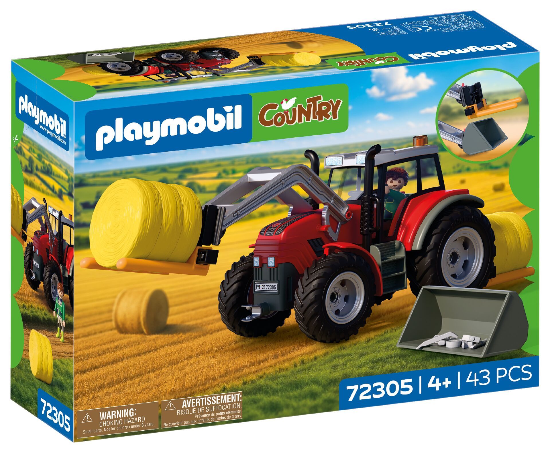 Playmobil® Großer Traktor mit Heuballen (72305), Country Konstruktions-Spielset, Made in Germany
