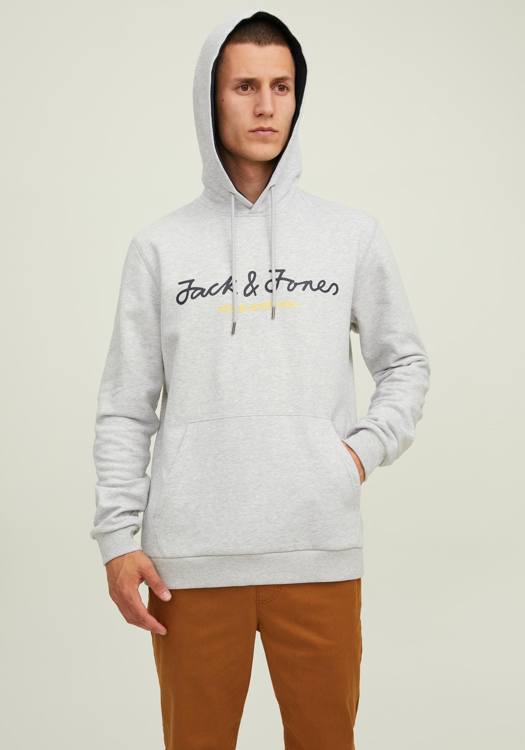 Jack & Jones Kapuzensweatshirt BERG SWEAT HOOD hellgrau meliert | 