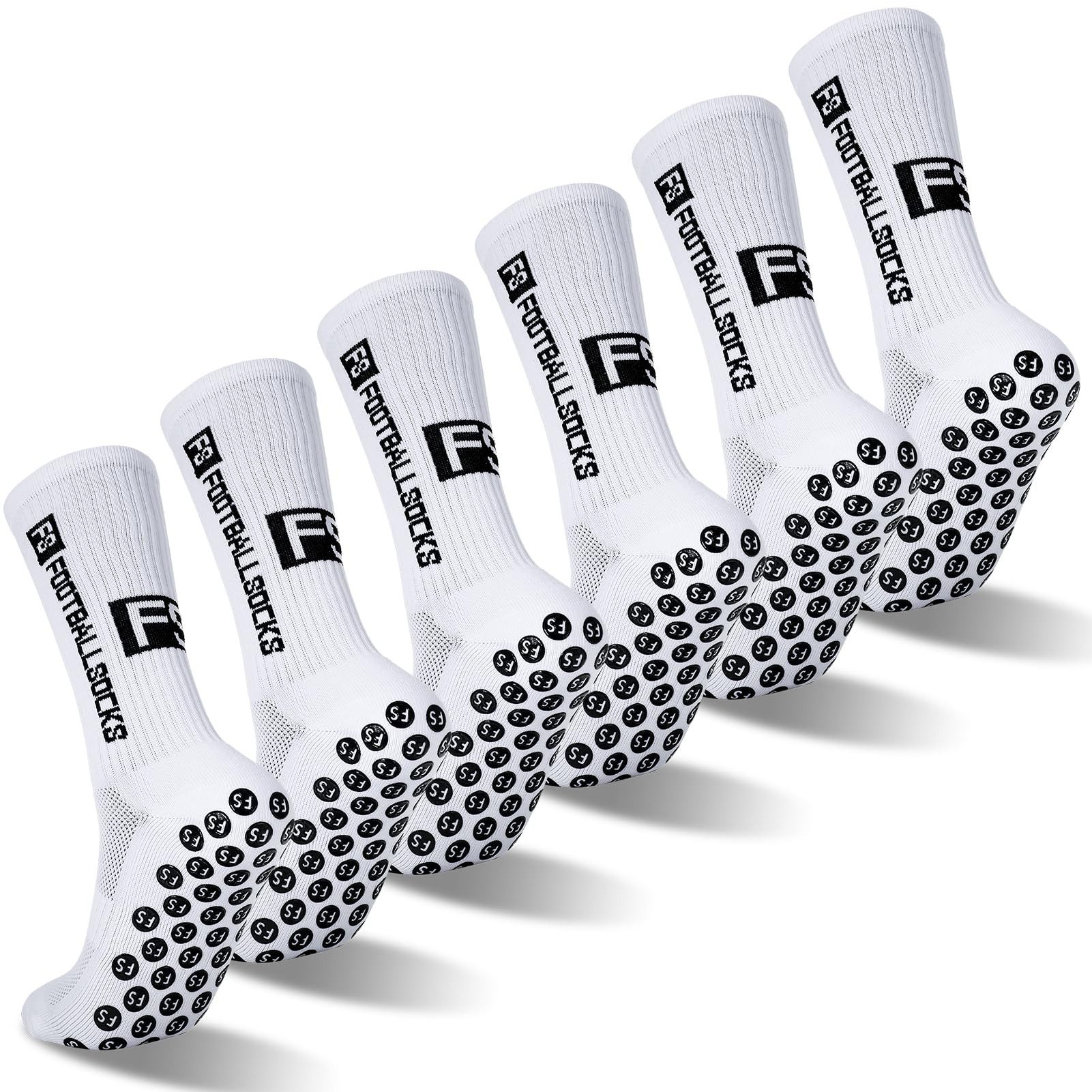 Sportsocken 6 Paare Fußball Socken, Fußballsocken Anti Rutsch Grip