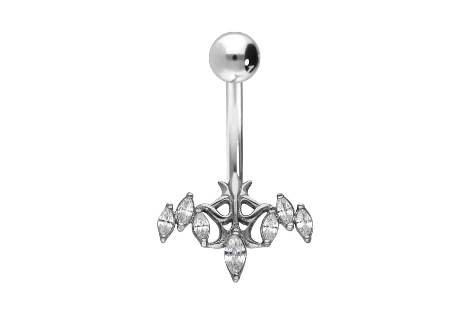 Bauchnabelpiercing Titan Bananabell mit Innengewinde KRISTALLVOGEL