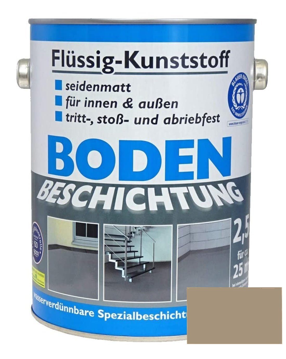 Wilckens Farben Bodenversiegelung, Flüssig-Kunststoff 2,5 L Bodenbeschichtung Graubeige - RAL 1019