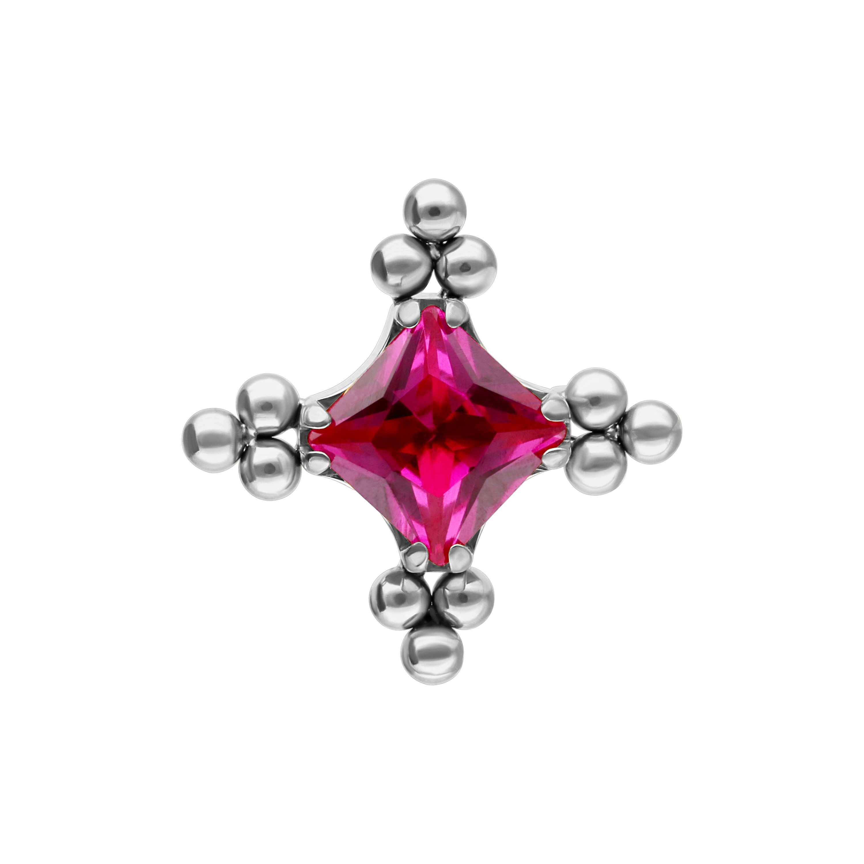 Wildcat Piercing-Set Push Fit Maharani Ruby Princess Attachment für, 1 Stück, Titan Grad 23 - wasserfest, hautverträglich, Silber