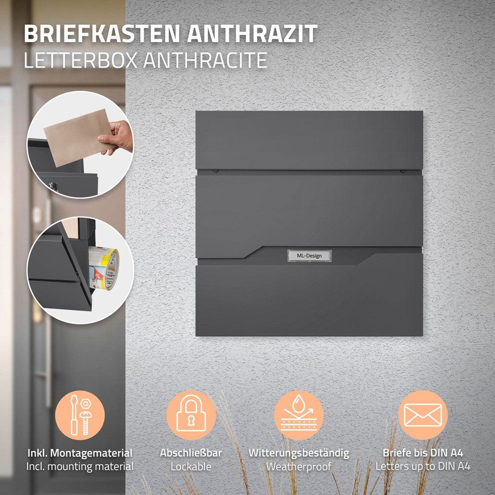 ML-DESIGN Standbriefkasten Briefkasten Postkasten mit Zeitungsfach, günstig online kaufen