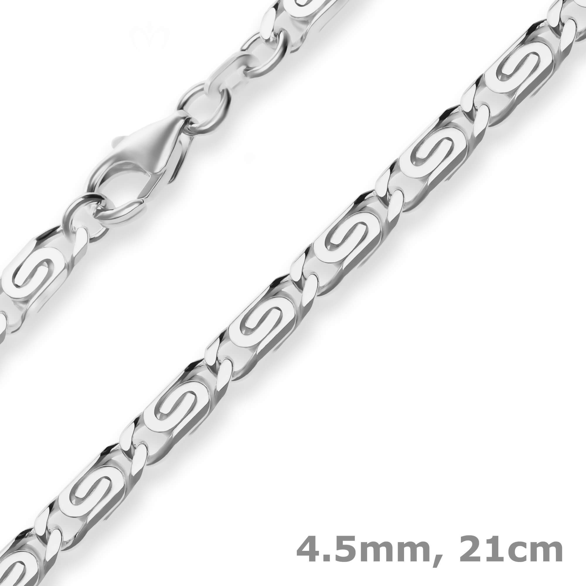 Panzerarmband 4,5mm Armband S-Panzerkette aus 925 Silber 21cm