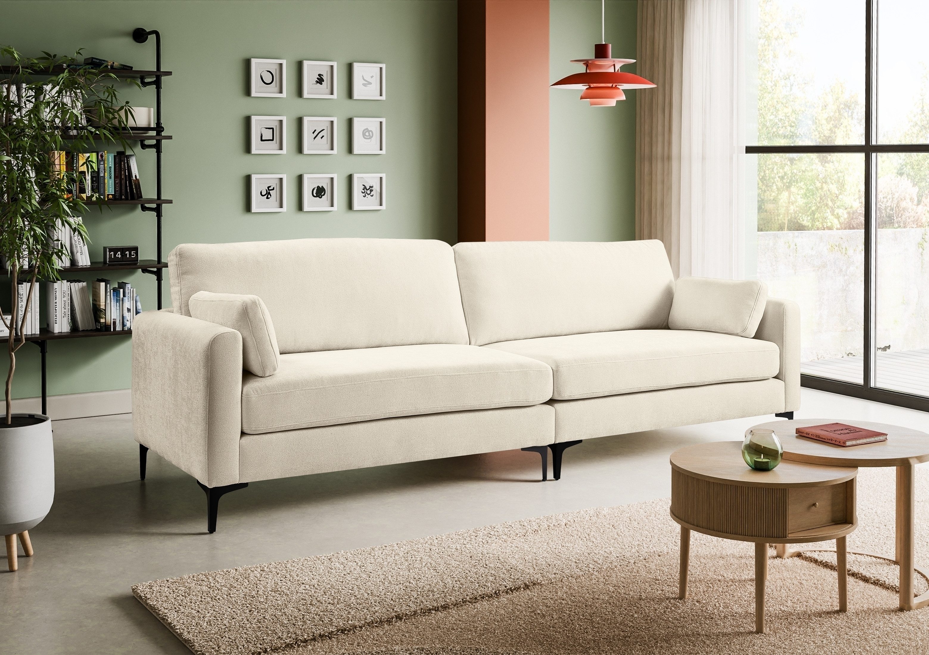 freiraum 4-Sitzer 4-Sitzer >Venti< in grün, Webstoff - 286x92x97cm (BxHxT), in creme, Webstoff - 286x92x97cm (BxHxT)