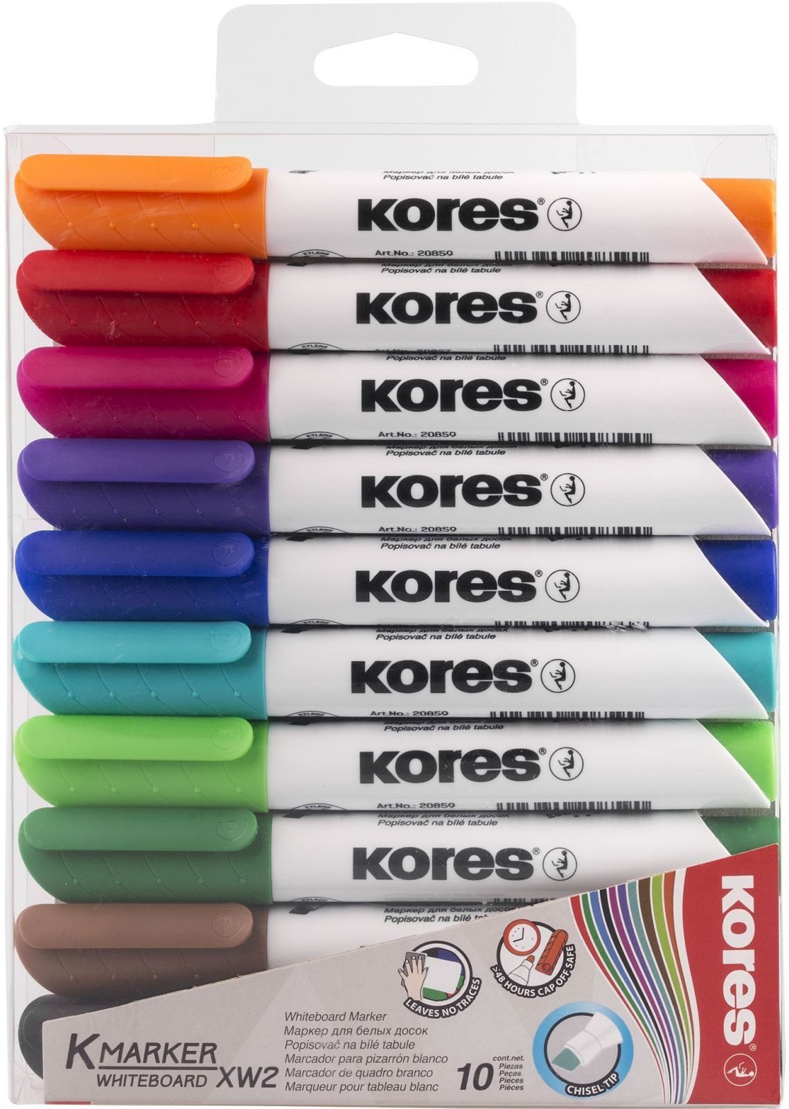 KORES Whiteboard Marker Whiteboardmarker 3-5mm Keilspitze Set mit 10 Farben