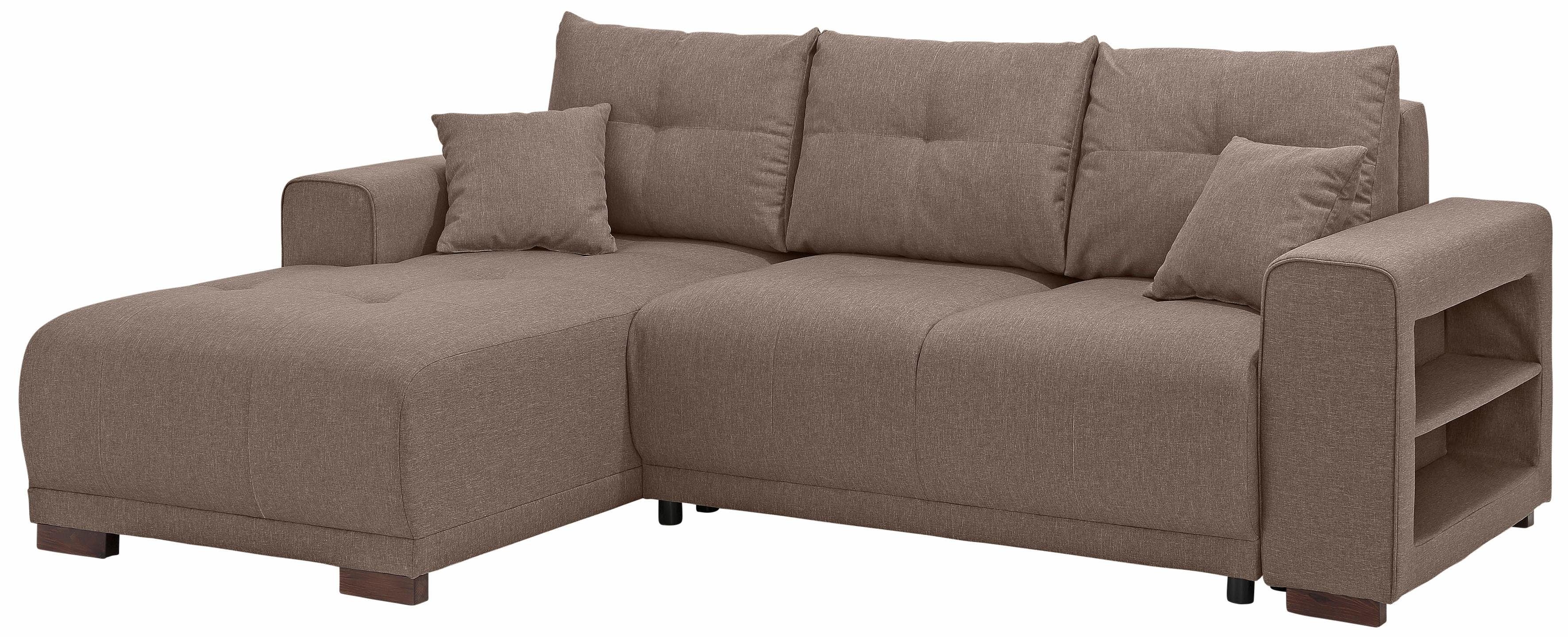 Home affaire Ecksofa Viborg L-Form, mit Regal in der Armlehne, wahlweise mit Bettfunktion