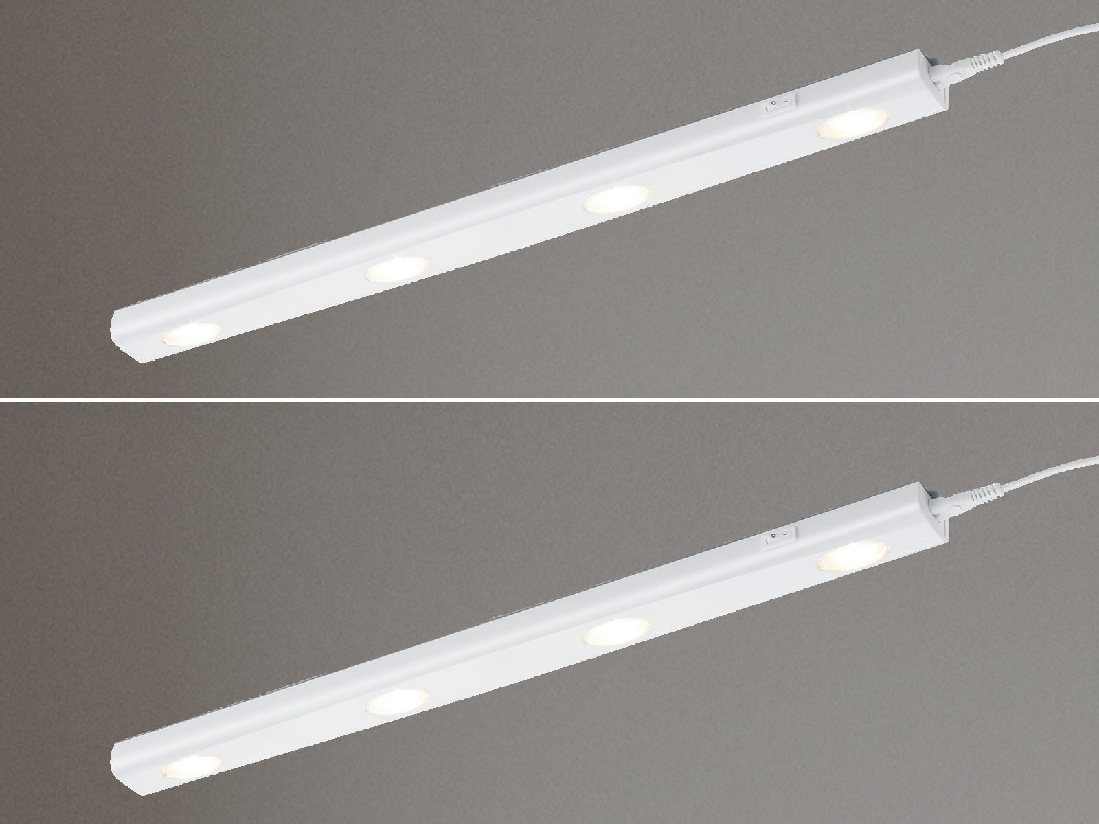 meineWunschleuchte LED Unterbauleuchte, 230V Direktanschluss, LED fest integriert, Warmweiß, 2er SET Unterbau-Leisten Küchenbeleuchtung, Unterbaulichter Küche 55cm