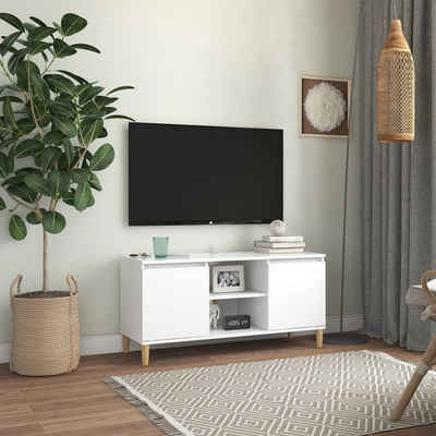 vidaXL TV-Schrank TV-Schrank mit Massivholz-Beinen Weiß 103,5x30x50 cm (1-St)