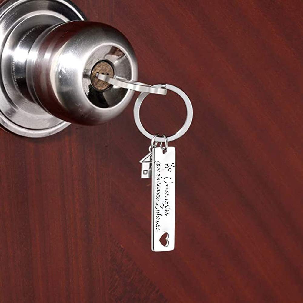 Geschenkehöhle Schlüsselanhänger mit Gravur Schlüsselanhänger für Paare zum Einzug I Unser Zuhause Home Sweet Home, Einzug mit Herz – Schlüsselanhänger für euer – Bild 5 von 5
