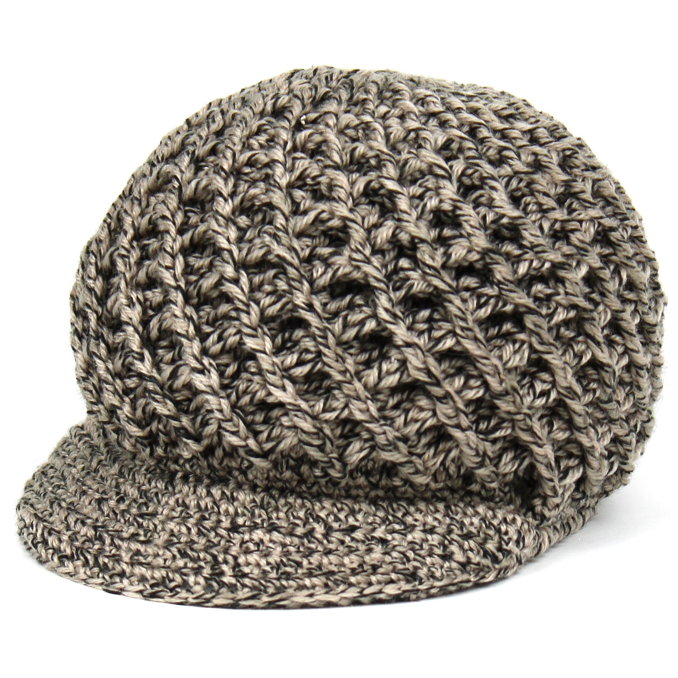 Wörleonline Strickmütze handgestrickte Mütze mit Schild Wintermütze mit Wollanteil, hergestellt in Europa