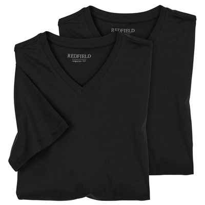 redfield V-Shirt Große GrößenT-Shirts V-Ausschnitt schwarz Doppelpack Redfield Jack