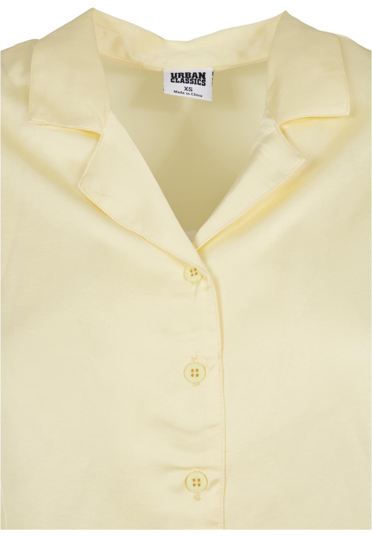 Satin (1-tlg), URBAN CLASSICS Viscose Resort Damen Langarmhemd Reverskragen Shirt Knopfleiste und Ladies