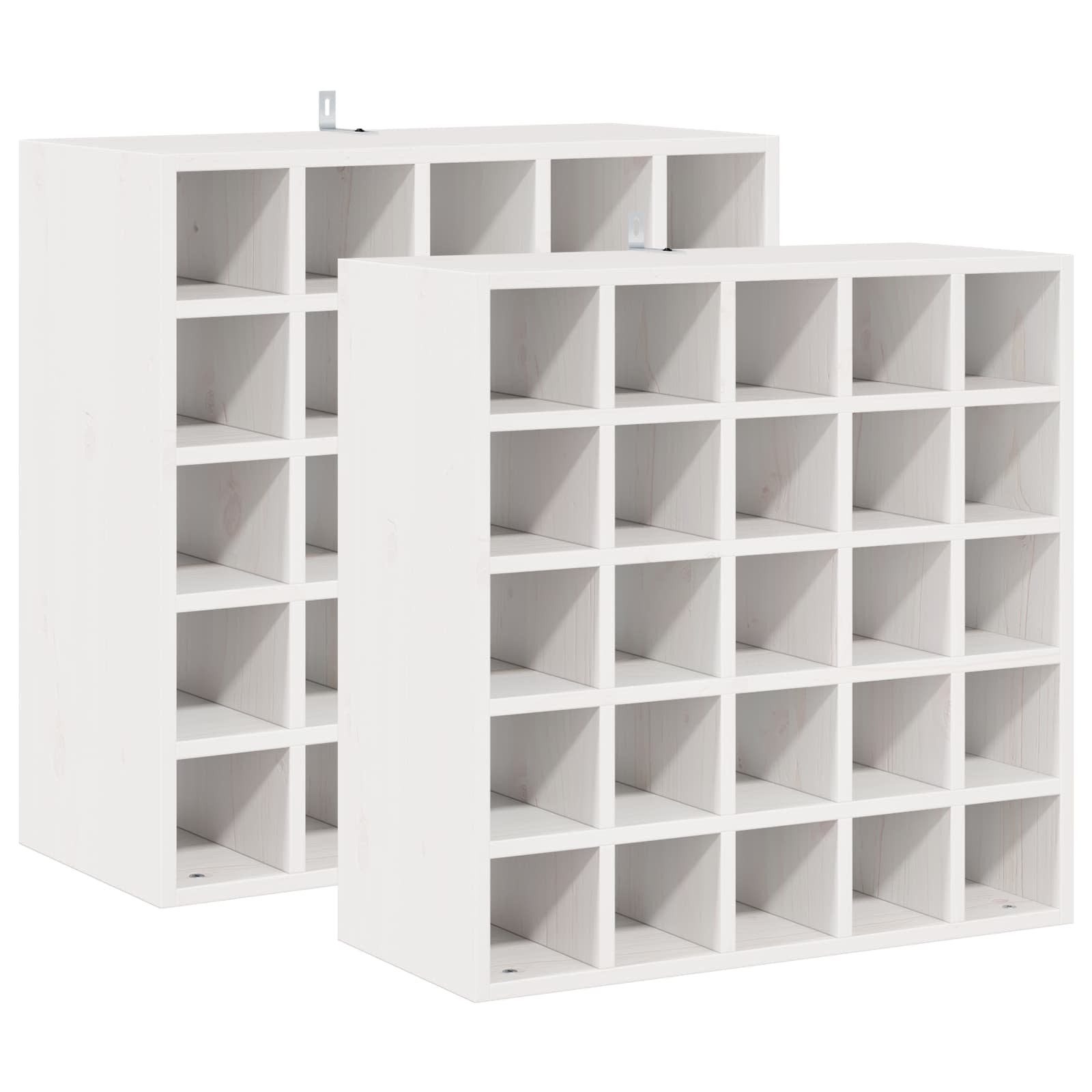 vidaXL Barschrank Weinregal 2 pcs Weiß 56 x 25 x 56 cm Massives Kiefernholz (2-St)