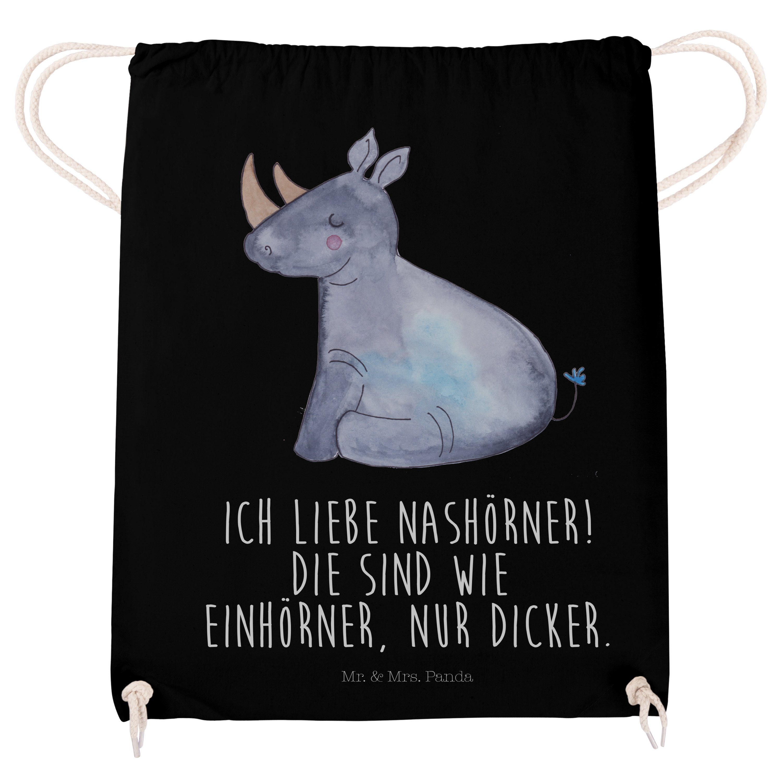 Unicorn, Sporttasche - Einhorn Beutel, P (1-tlg) Geschenk, Schwarz Mrs. - Sporttasche, Mr. Panda Nashorn &