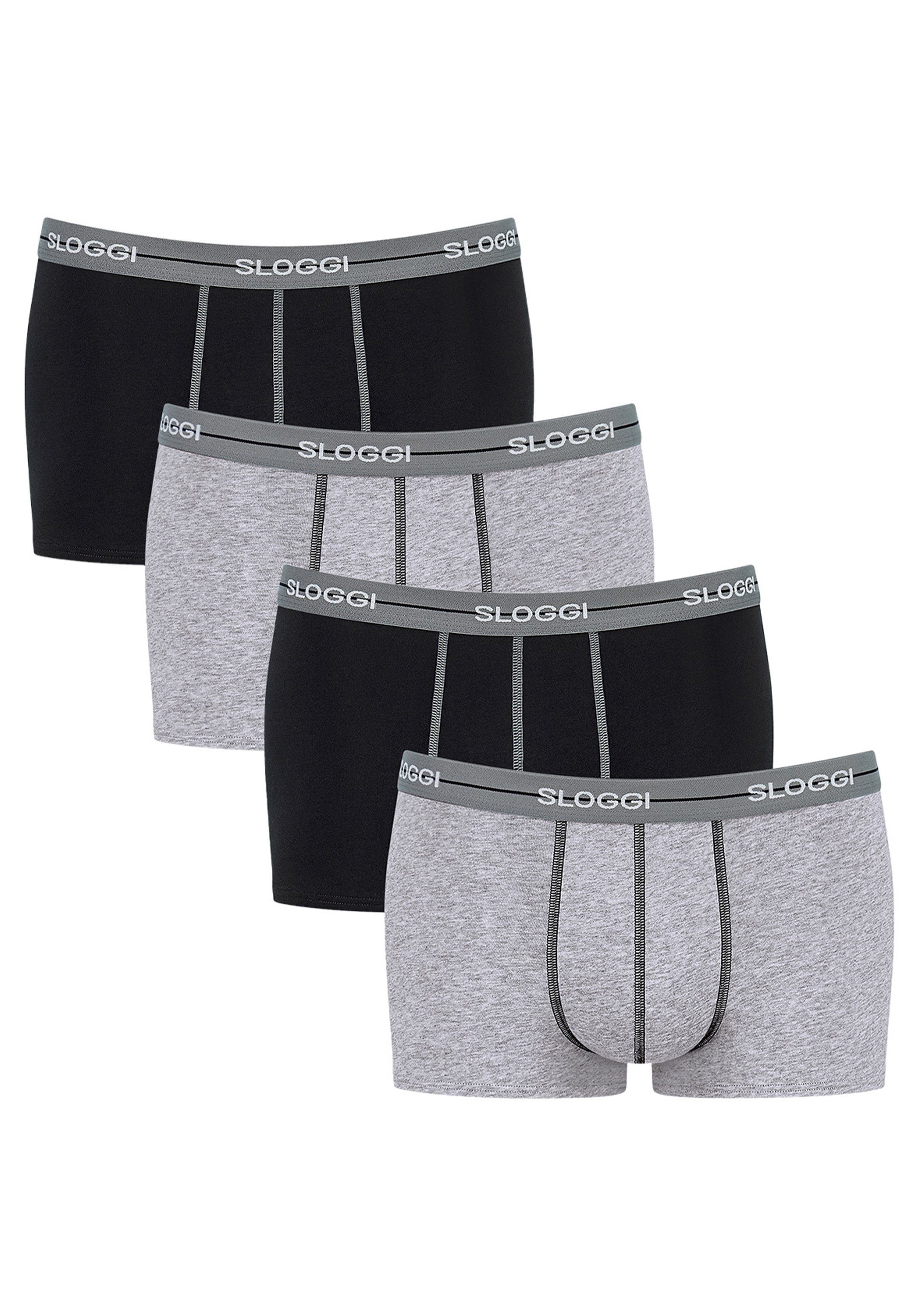 Sloggi Retro Boxer 4er Pack Start (Spar-Set, 4-St) Hipster / Pant - Baumwolle - Ohne Eingriff - Extra weiches Taillenband Grey Combination