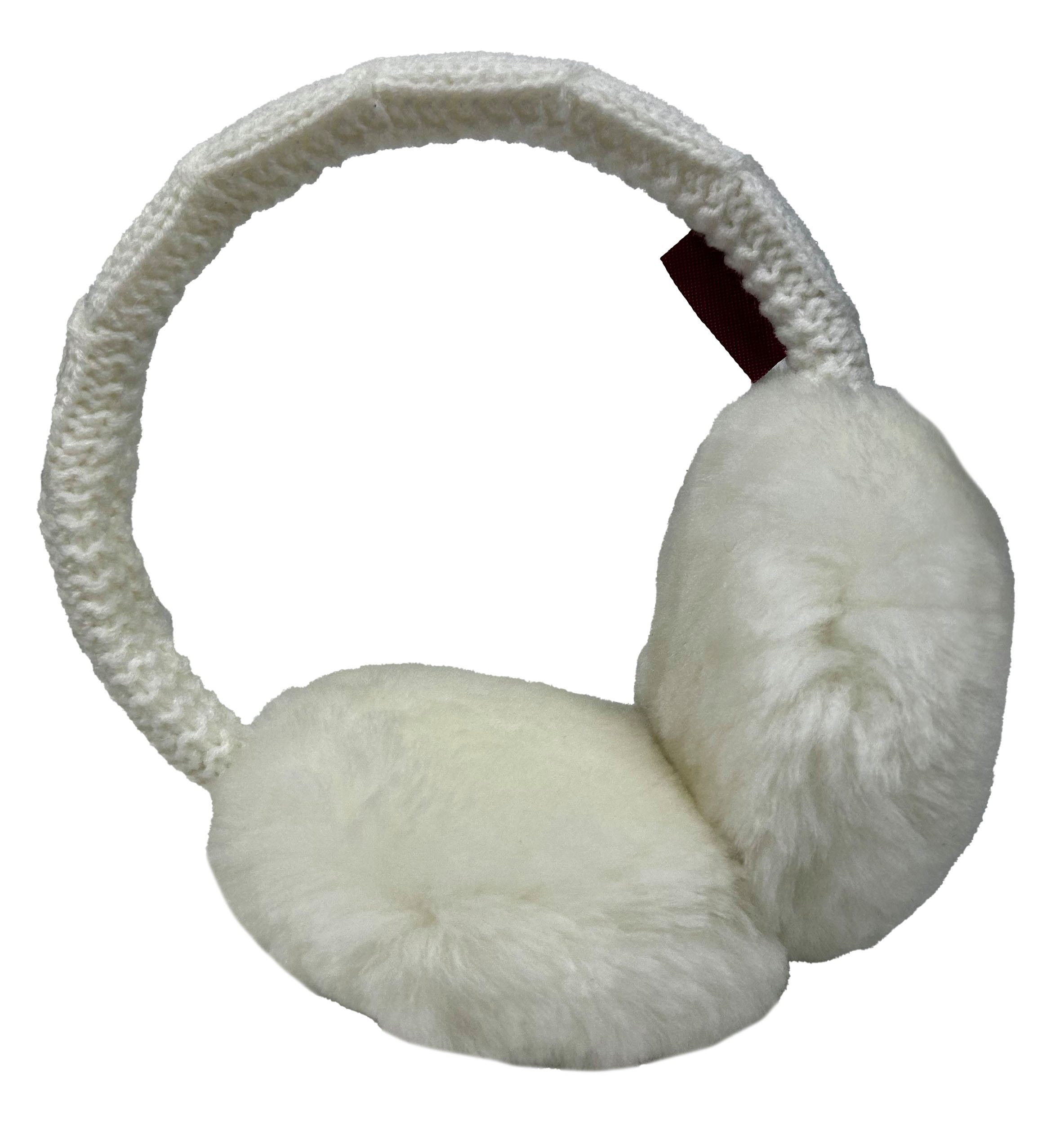 Reissner Lammfelle Ohrenwärmer Kopfbügel Ohrenschützer MIKA Merino Lammfell & Strickware gefüttert mit weichem Lammfell