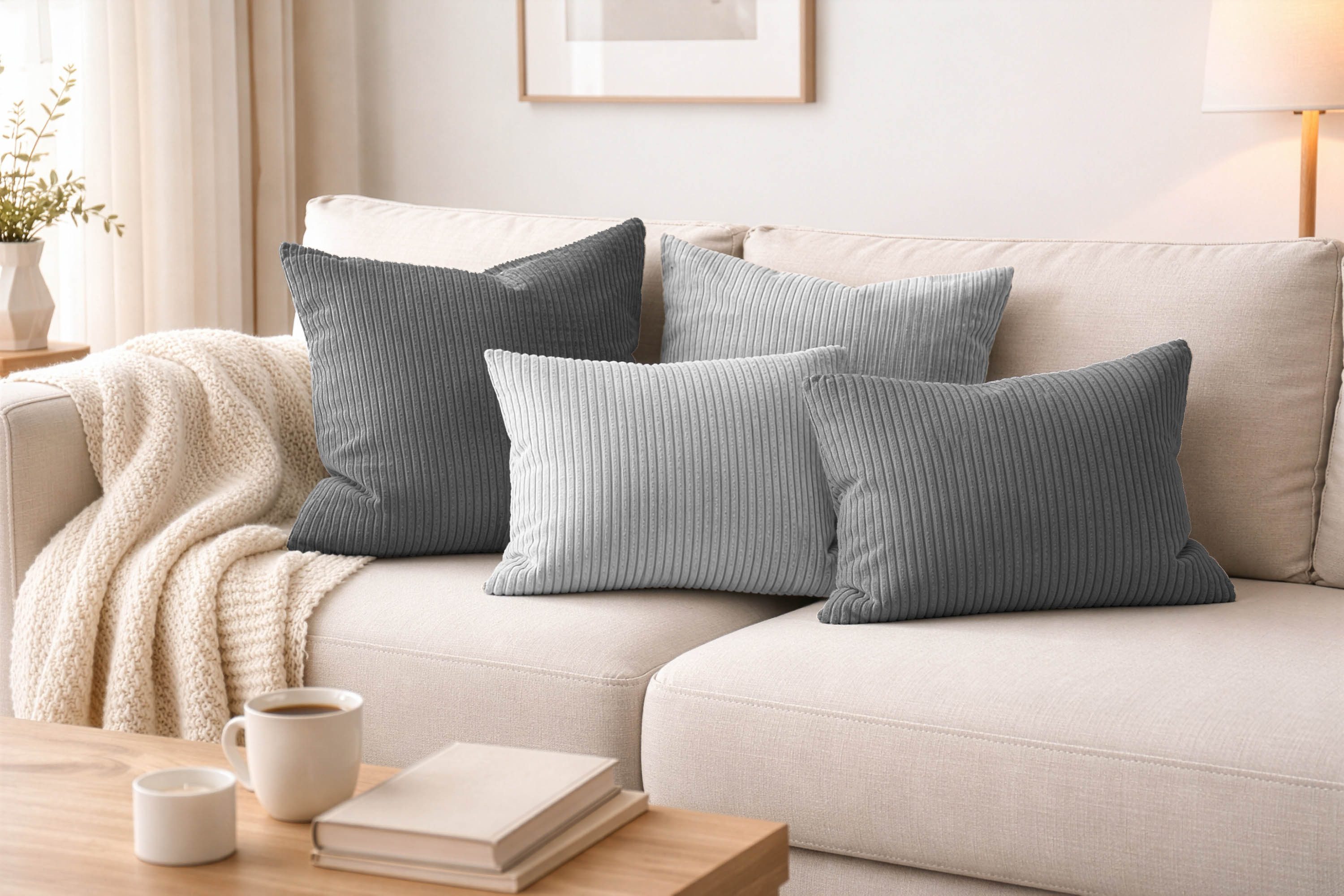 Amilian Dekokissen - Kissen Set 4er - Sofakissen mit Füllung 2x 50x50 + 2x 35x45cm, (4 Stück) Kuschelkissen - Zierkissen mit Kissenfüllung - Couchkissen