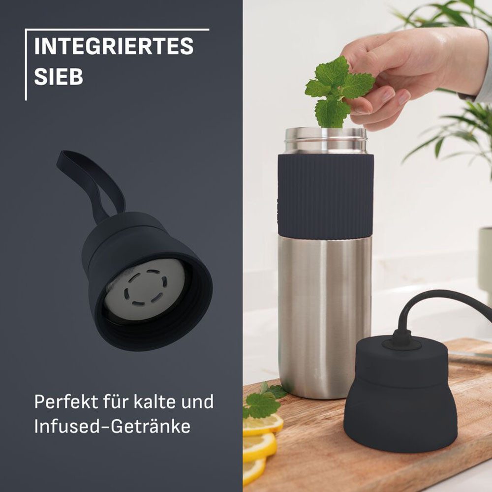 Emsa Isolierflasche beYou Twist, mit integriertem Sieb und Trageband, 100% dicht, spülmaschinengeeignet