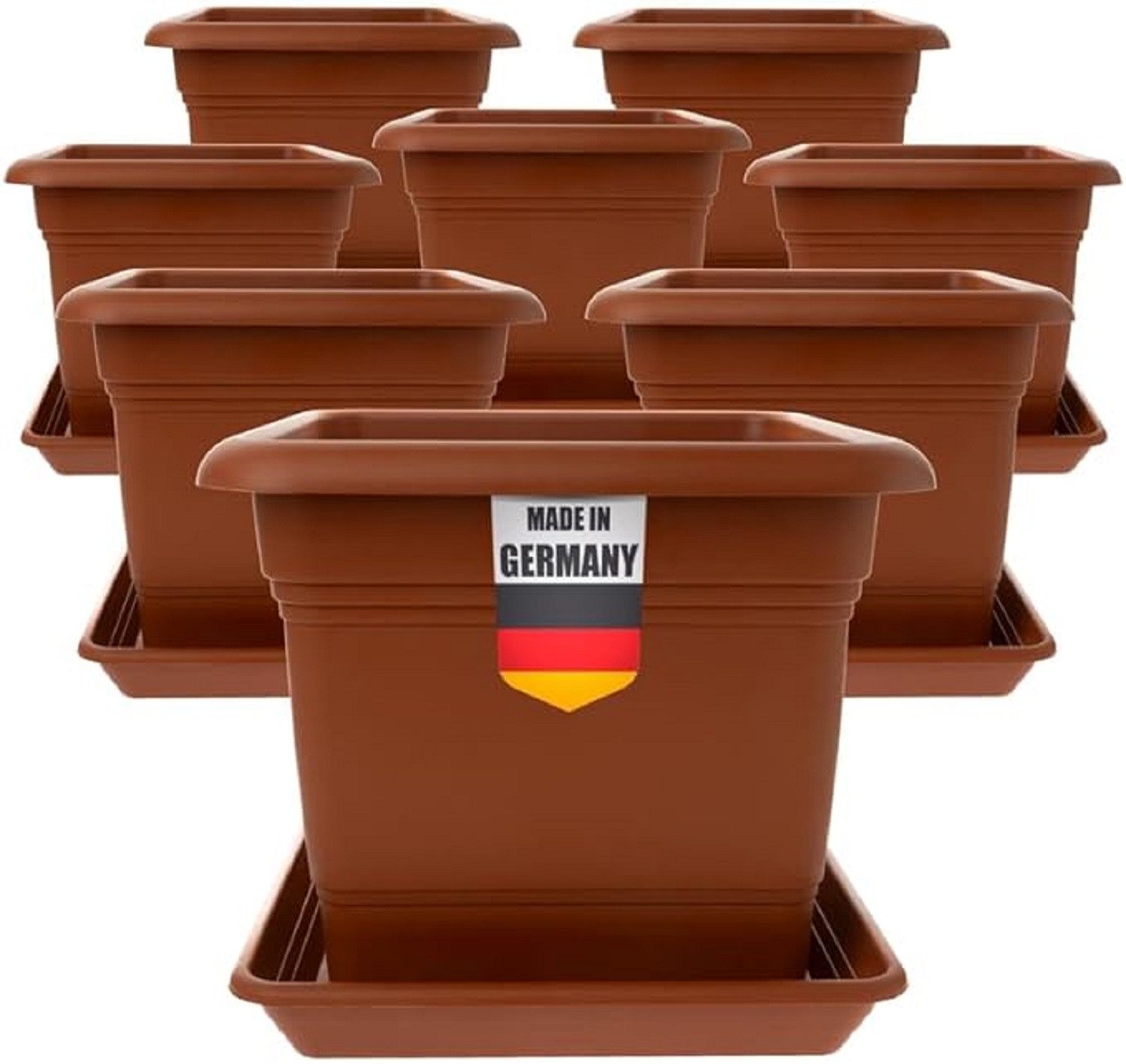 SUSTANIA Blumentopf Pflanzkübel Groß Außen mit Untersetzern (8er Set