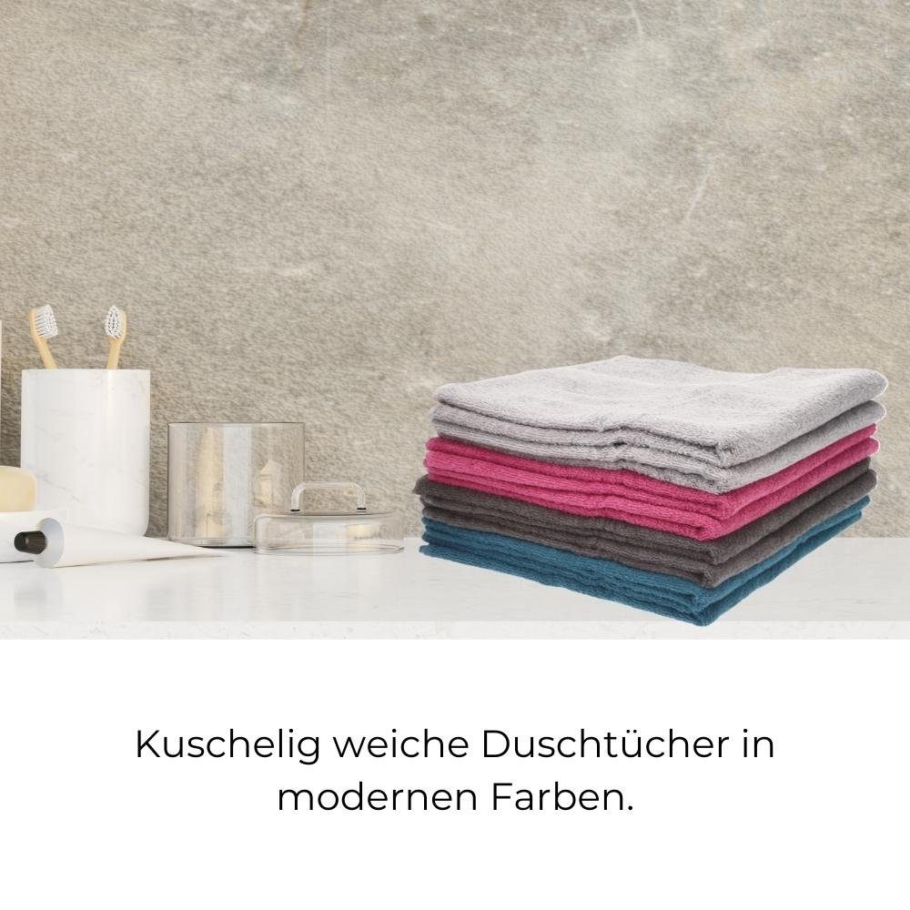 GarPet Duschtuch Duschtuch 2er Pack 70x130cm 100% Baumwolle Frottee Dunkelgrau Handtuch Set