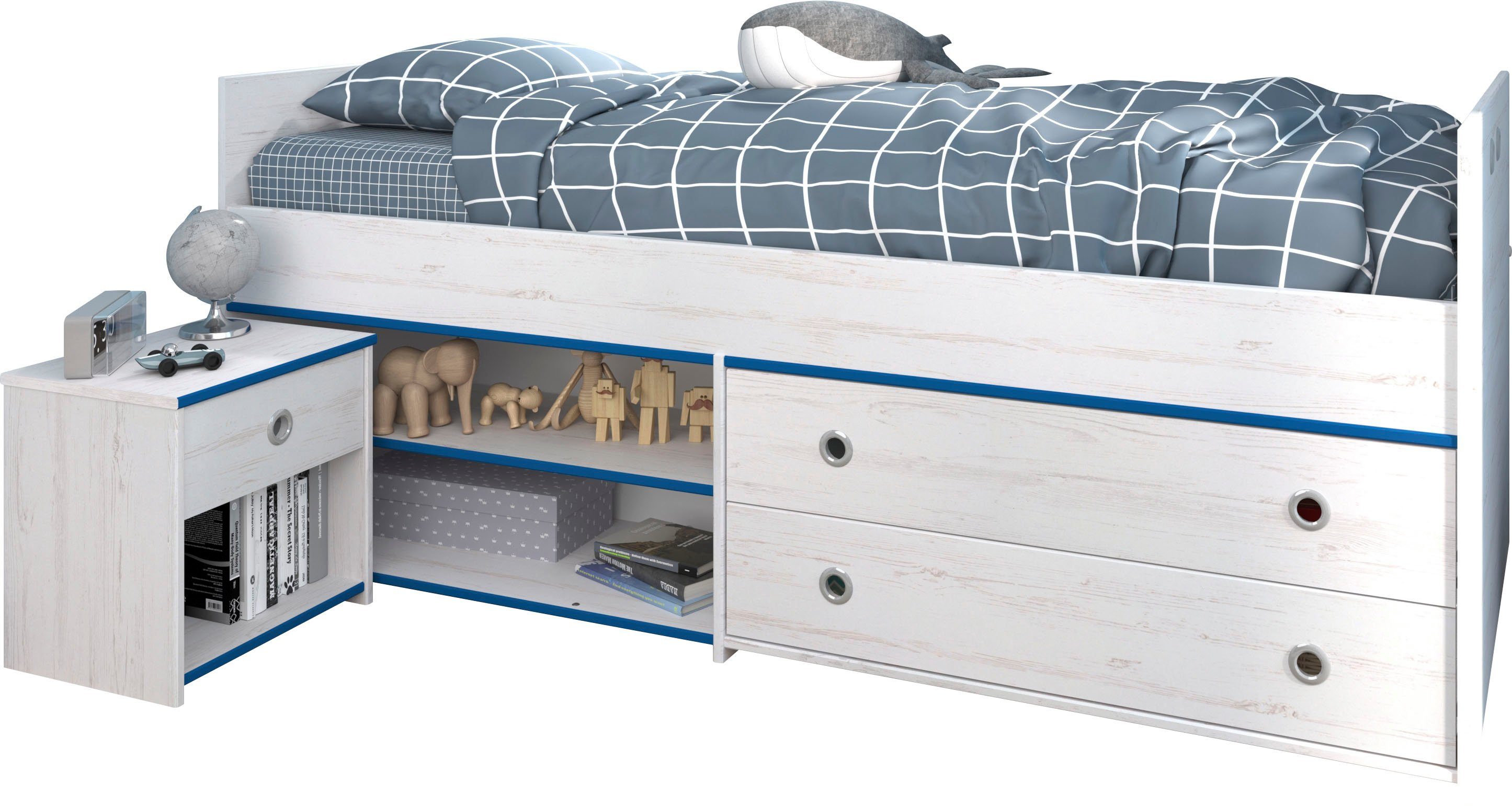 Parisot Jugendzimmer-Set Smoozy, (2-tlg., Kleiderstange, Schreibtisch und Regal mit Vorhang)