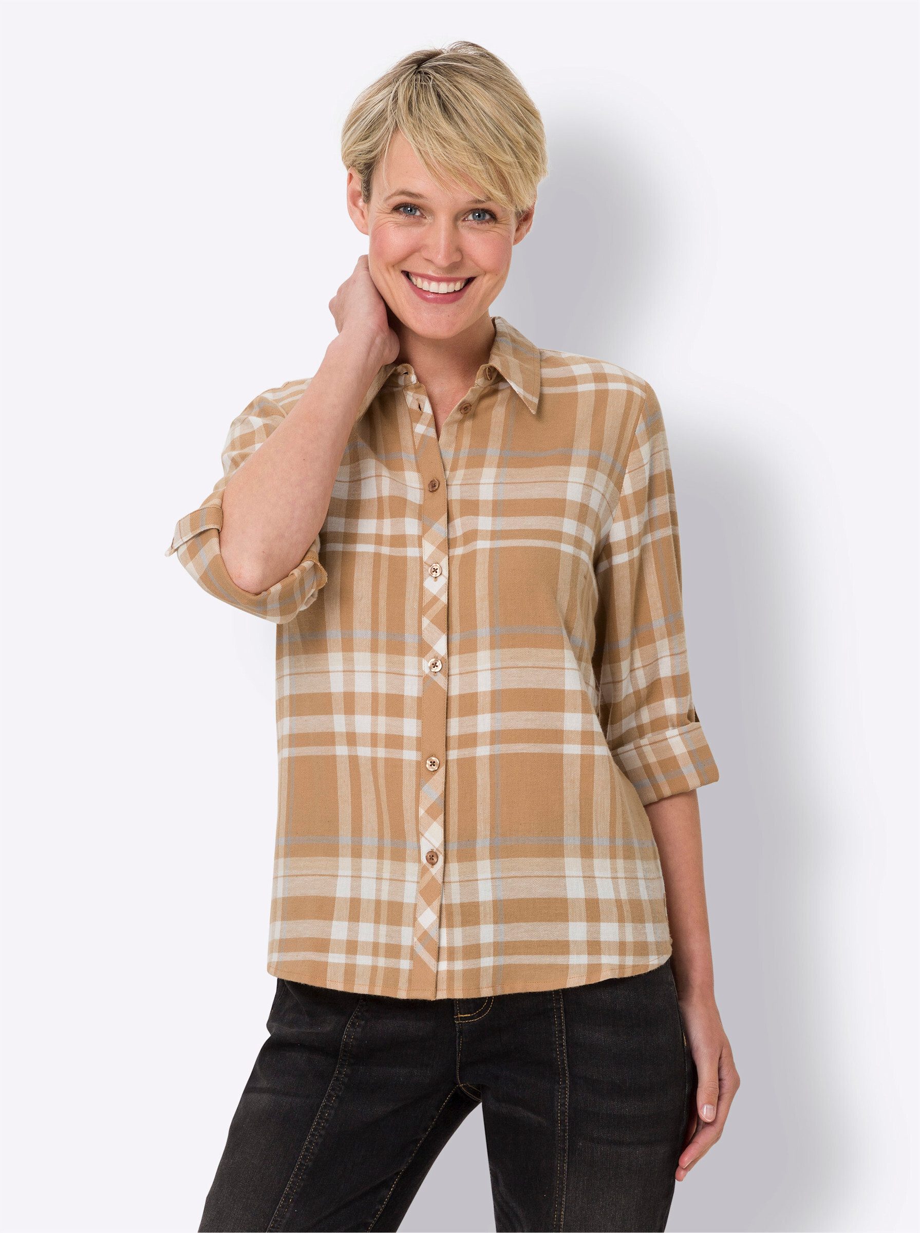 Sieh an! Klassische Bluse Flanellbluse . günstig online kaufen