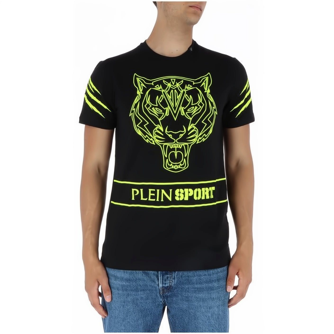 Tragekomfort, Look, Schwarz Stylischer Farbauswahl T-Shirt hoher vielfältige PLEIN NECK SPORT ROUND