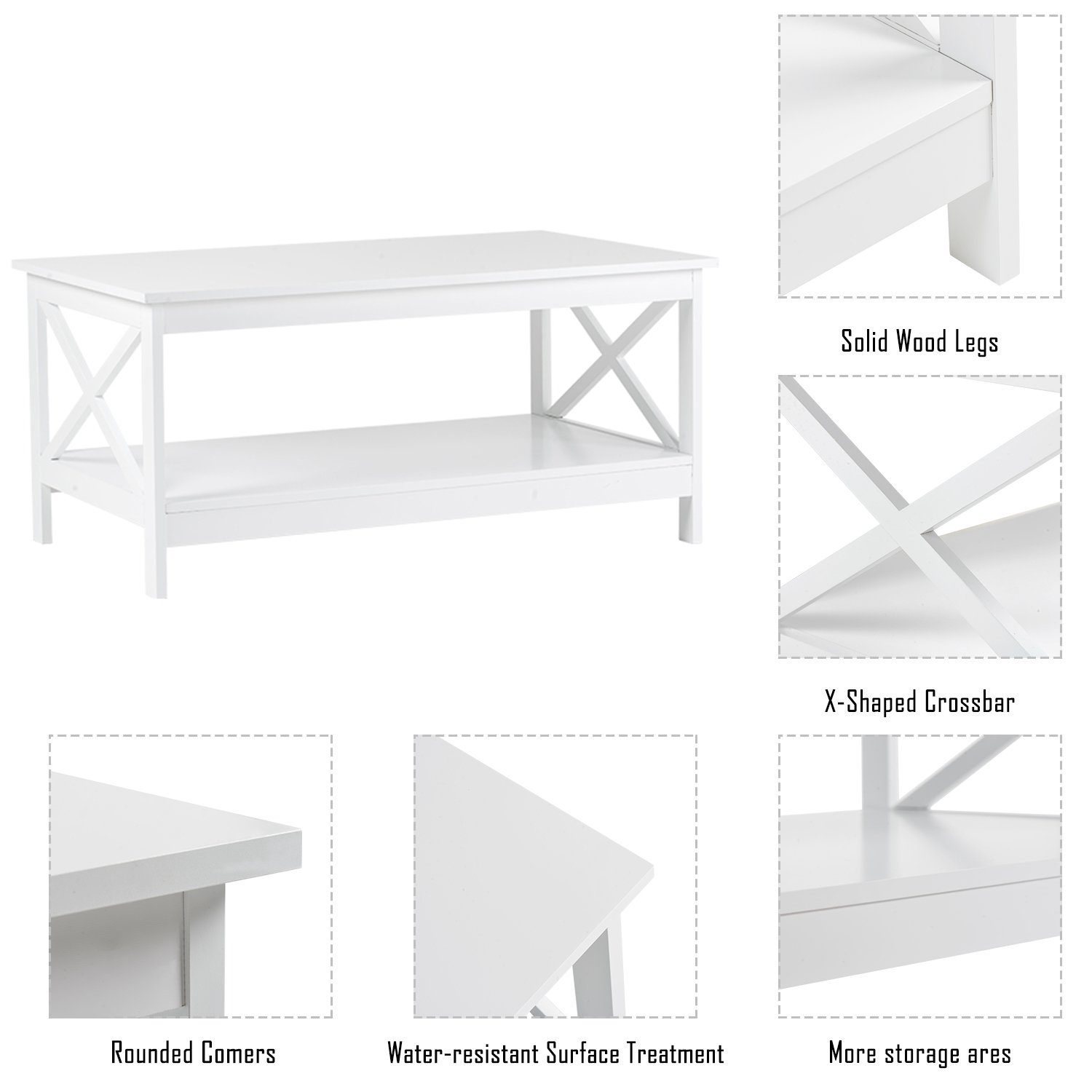 Couchtisch HOLZ Beistelltisch mit Lagerregal von PHOEBE CAT - Details