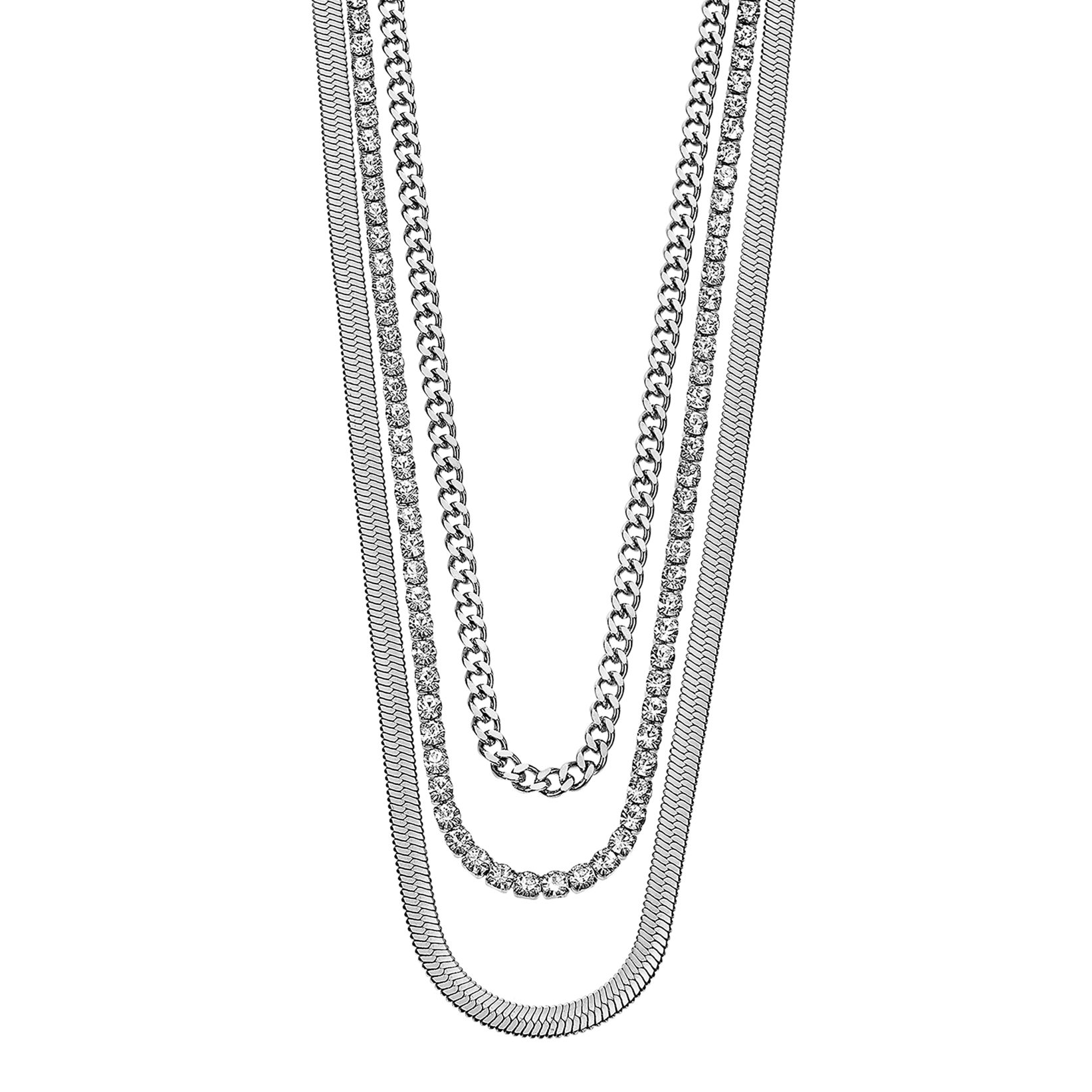 Lotus Edelstahlkette Iconic - Layering, mit Glasstein