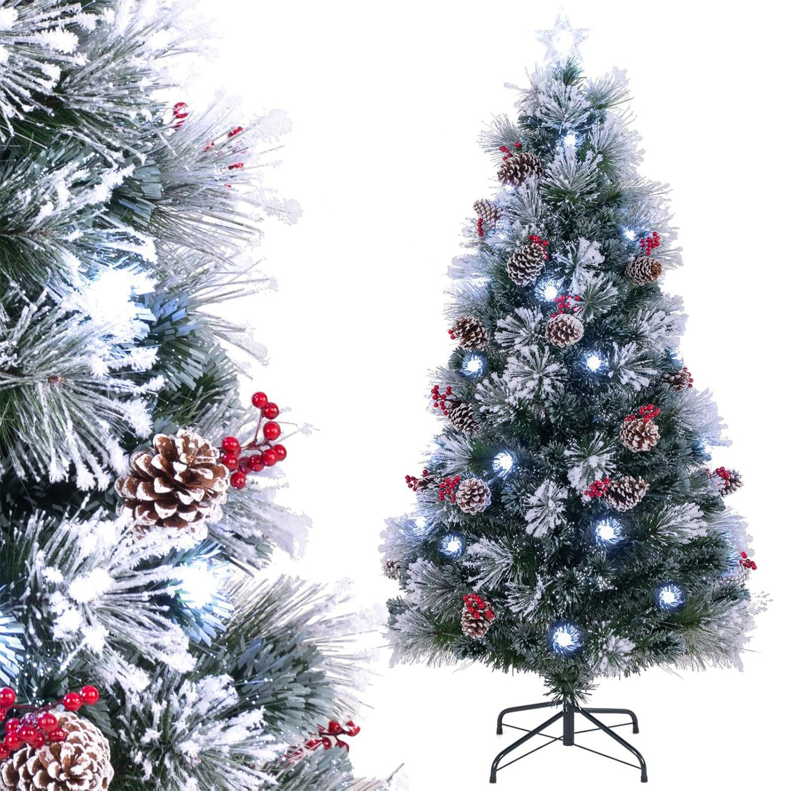 COSTWAY Künstlicher Weihnachtsbaum, 180cm, 220 Spitzen, 63 LEDs, 8 Modi