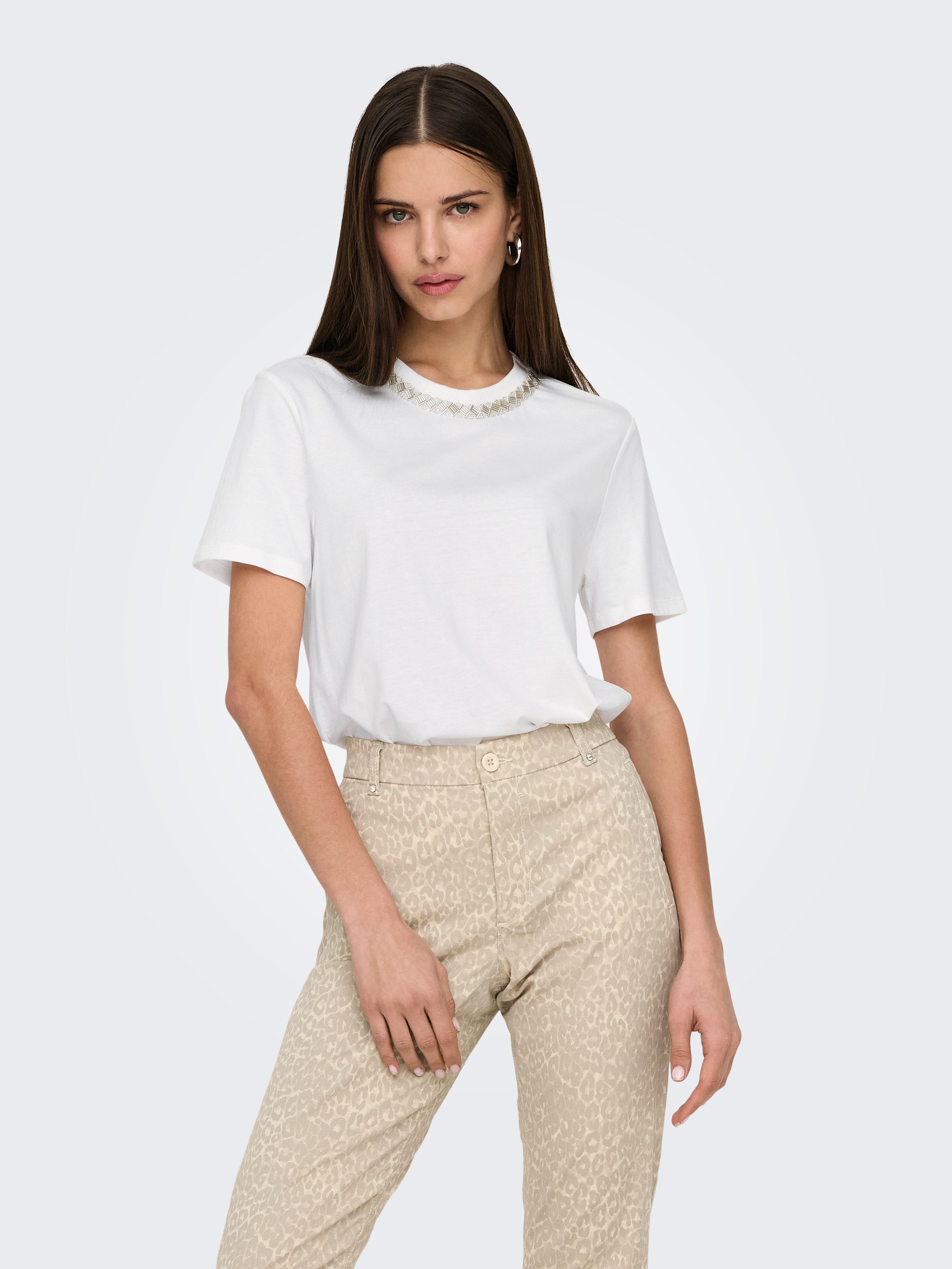 ONLY Kurzarmshirt ONLPARKER S/S O-NECK BLING TOP BOX JRS Materialmix, regul günstig online kaufen