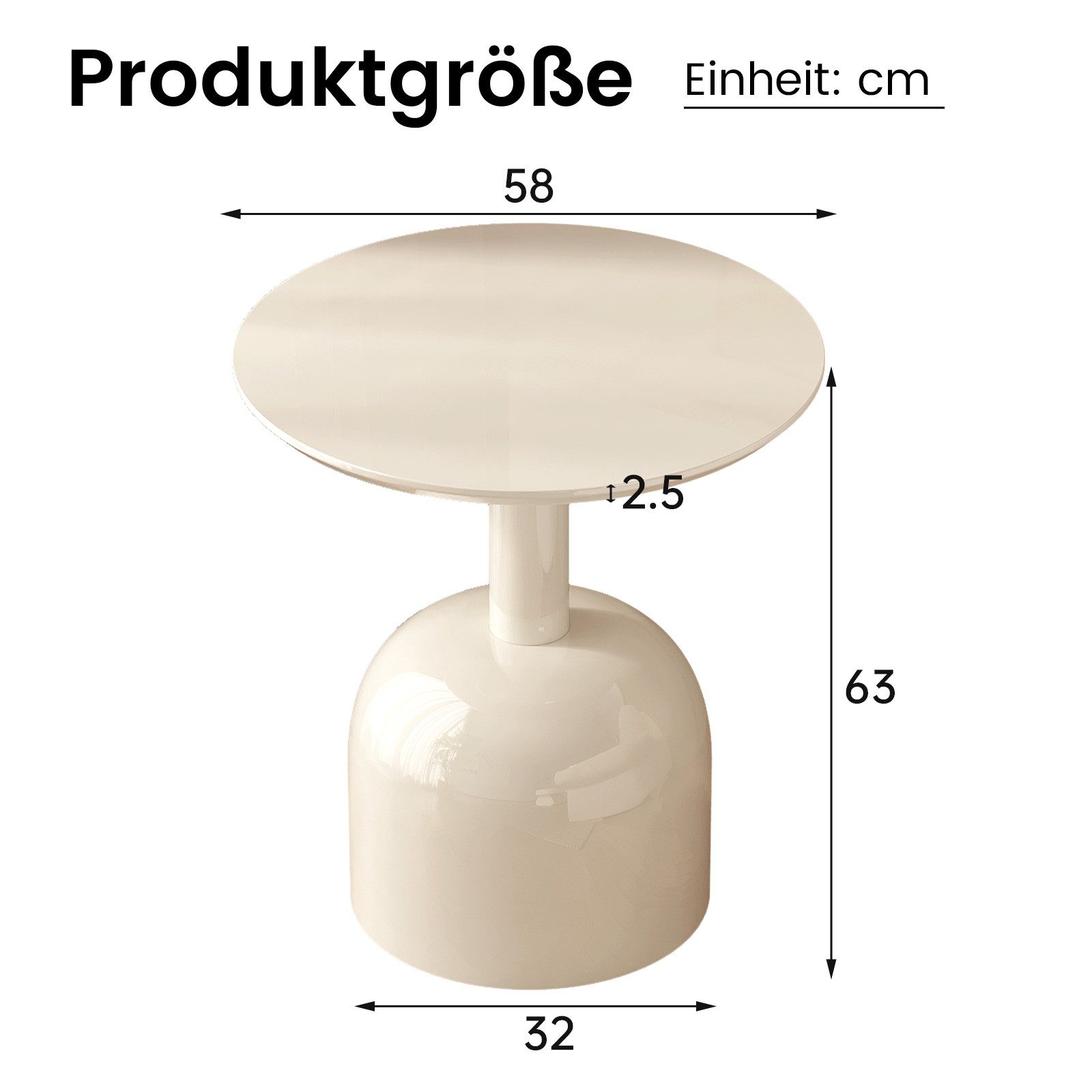 Guyii Beistelltisch Cremeweiß kleiner runder Couchtisch für Wohn-&Schlafzimmer (2-St)