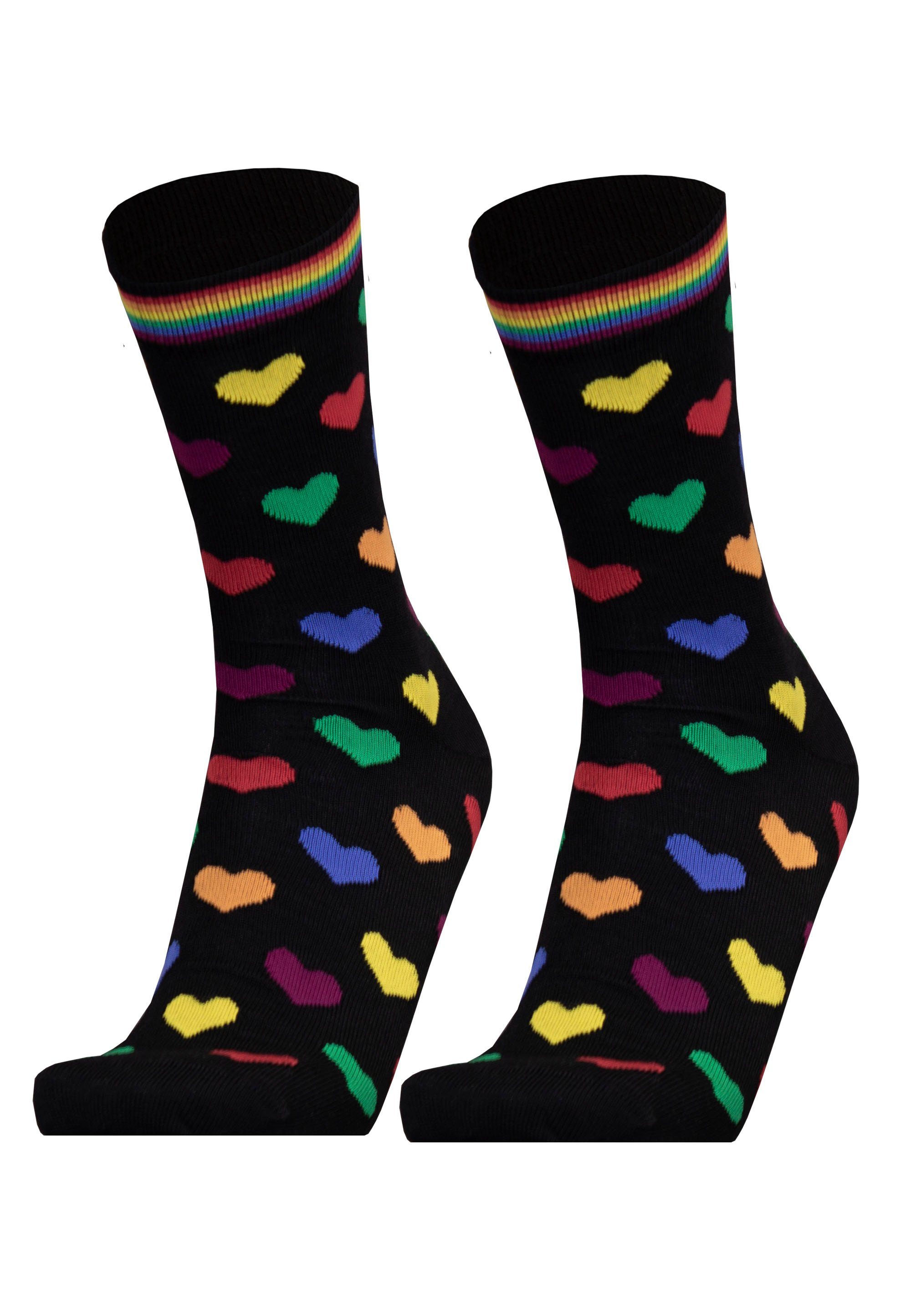 RAINBOW niedlichen 2er HEARTS UphillSport Herz-Prints mit (2-Paar) Pack Socken