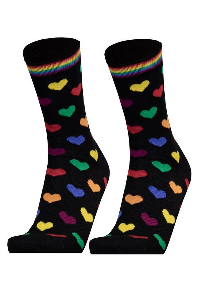 UphillSport Socken RAINBOW HEARTS 2er Pack (2-Paar) mit niedlichen  Herz-Prints