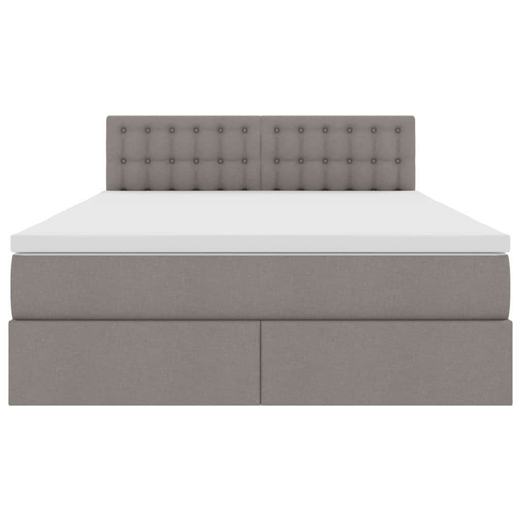 vidaXL Bed with Storage and LED Lighting with Mattress, Taupe, 140 x 190 cm, Fabric (1-piece)