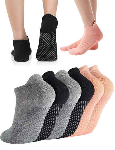 Alster Herz Sportsocken 3 Paar rutschfeste Fitness-Socken, Baumwolle, knöcheltief, A0591 (3-Paar) PVC Anti-Rutsch-Funktion an der Fußsohle, Pilates Yoga Socken
