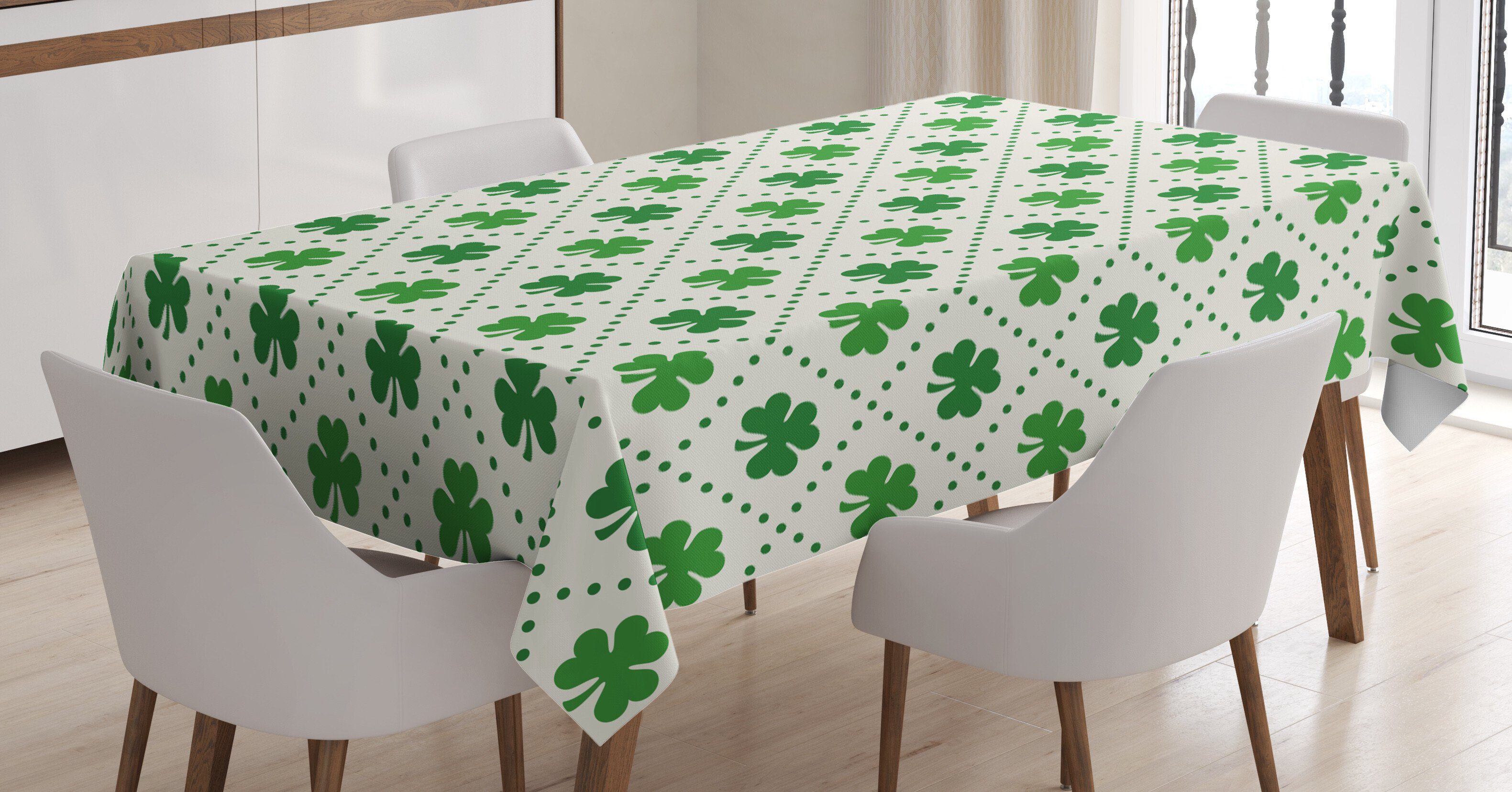 Leaf Bereich 4 Shamrock Tischdecke den irisch Klare Außen Für Farben, Farbfest Waschbar Dots geeignet Abakuhaus