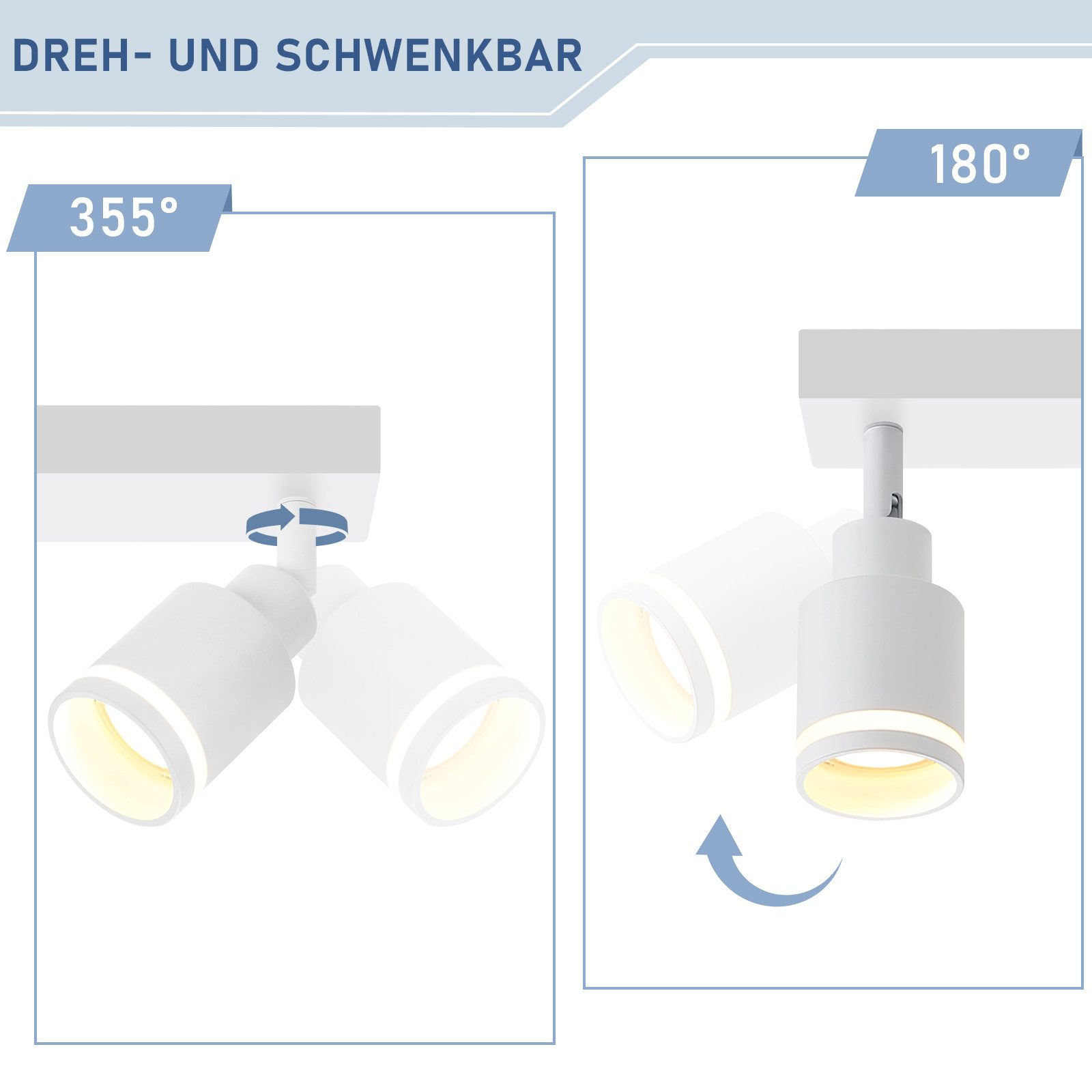 ZMH Deckenstrahler 3 Flammig Schwenkbar 355° Modern Deckenlampe Flurlampe Schlafzimmer, Einfache Installation, ohne Leuchtmittel, Metall GU10 Küchenlampe für Büro Wohnzimmer