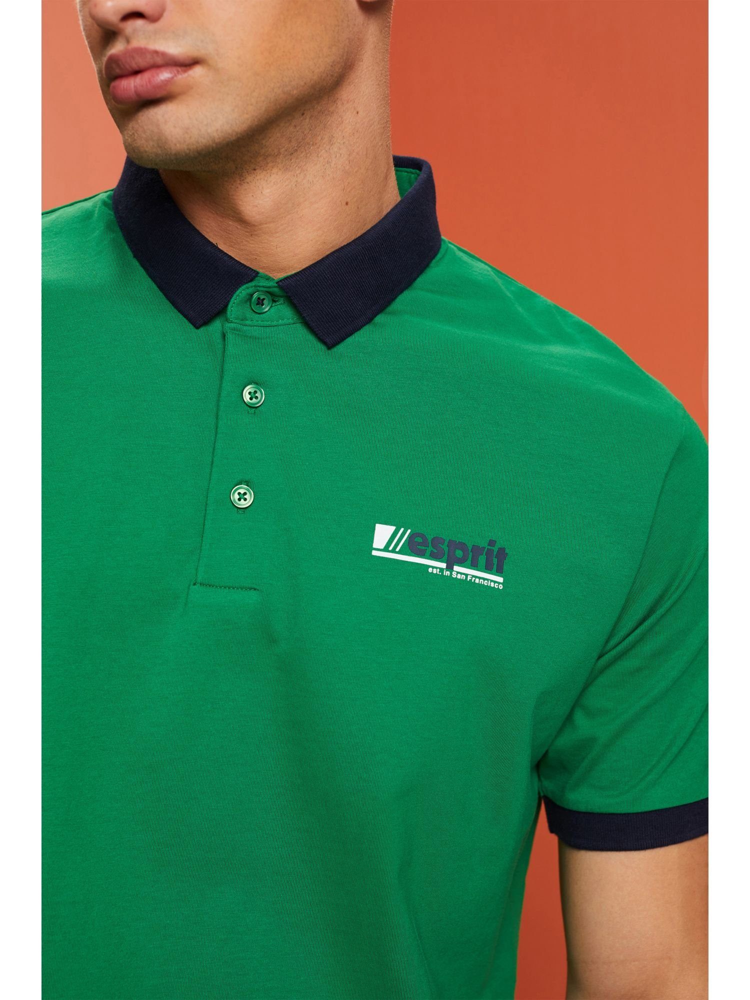 Poloshirt Poloshirt mit Esprit edc by Baumwolljersey Logo-Print aus