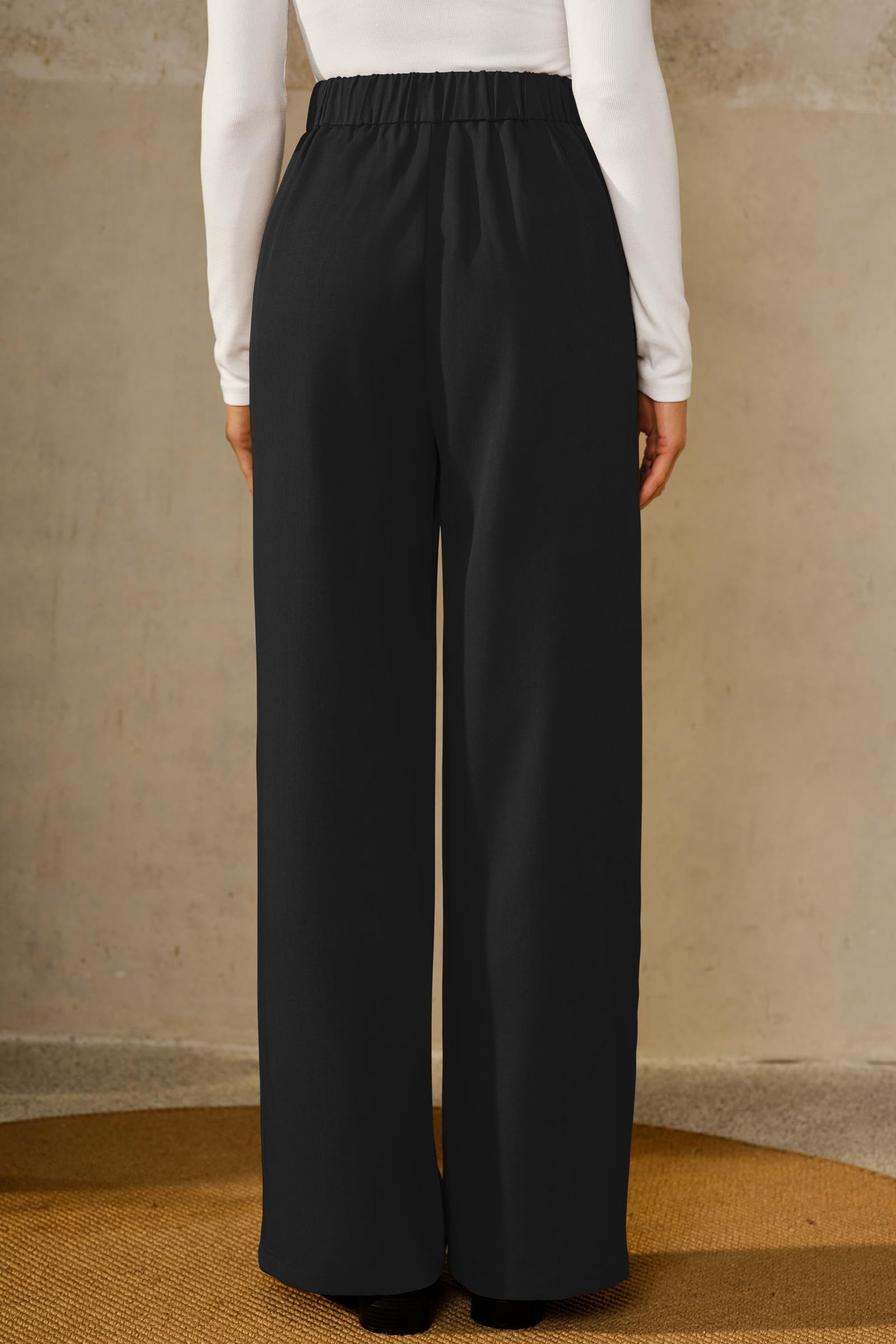 Arach&Cloz Anzughose Damen Businesshose weitem Anzughose knitterfrei Stoffhosen Pleated Wide Leg Pants Loungehose Geeignet Büro und Alltag