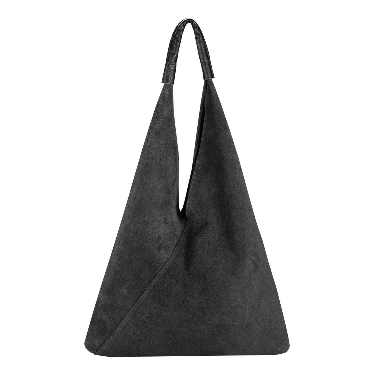 ITALYSHOP24 Schultertasche Made in Italy Damen XXL Leder Wildleder Tasche Shopper Umhängetasche, LEICHT SICHER & SMART unterm Arm tragbar MODERN & EDEL, CITY HOBO BAG